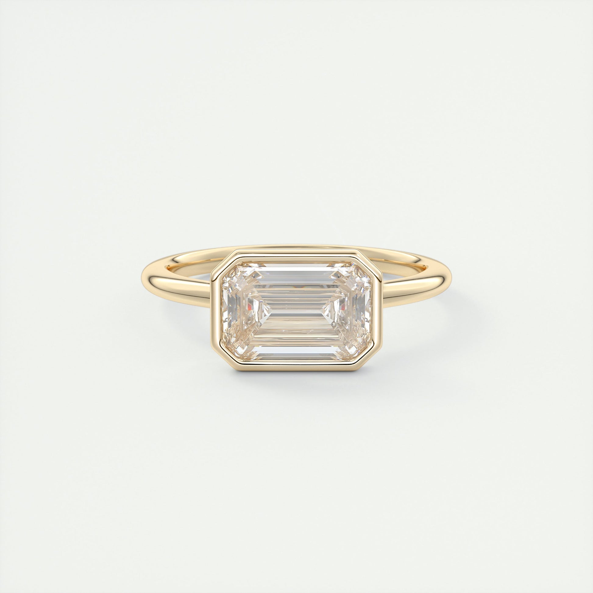 2 Carat East West Flush Stacking Emerald Bezel Solitaire