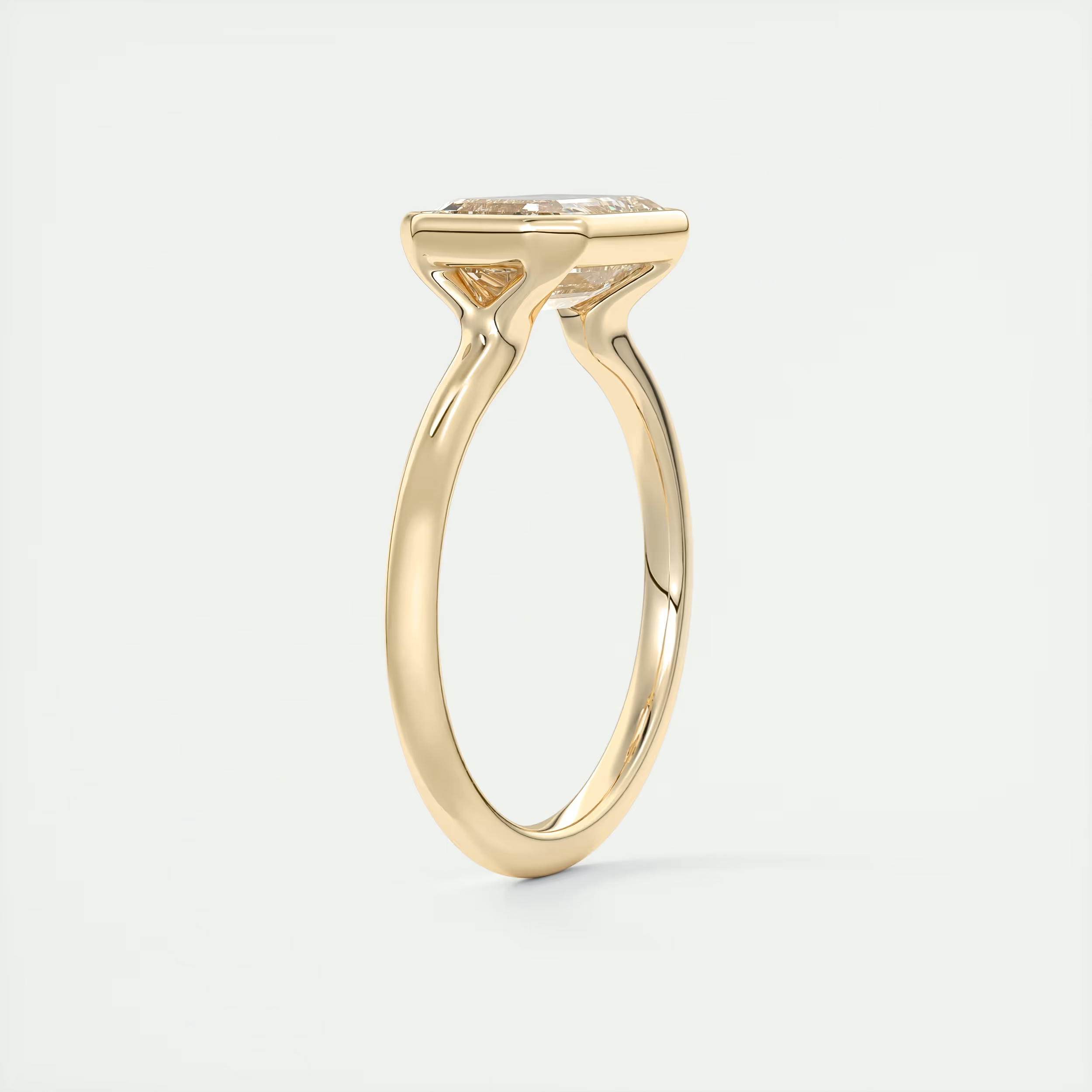 2 Carat East West Flush Stacking Emerald Bezel Solitaire