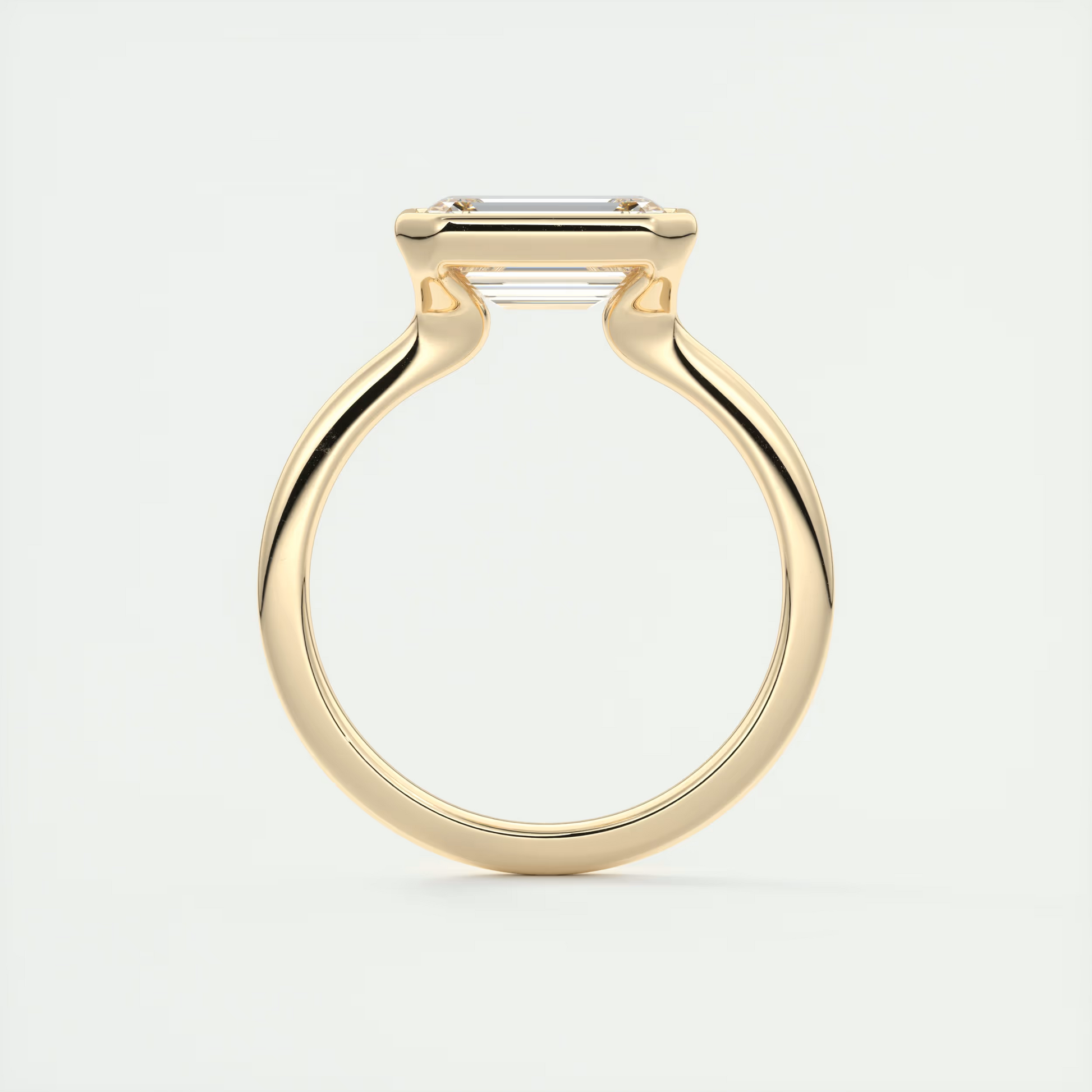 2 Carat East West Flush Stacking Emerald Bezel Solitaire