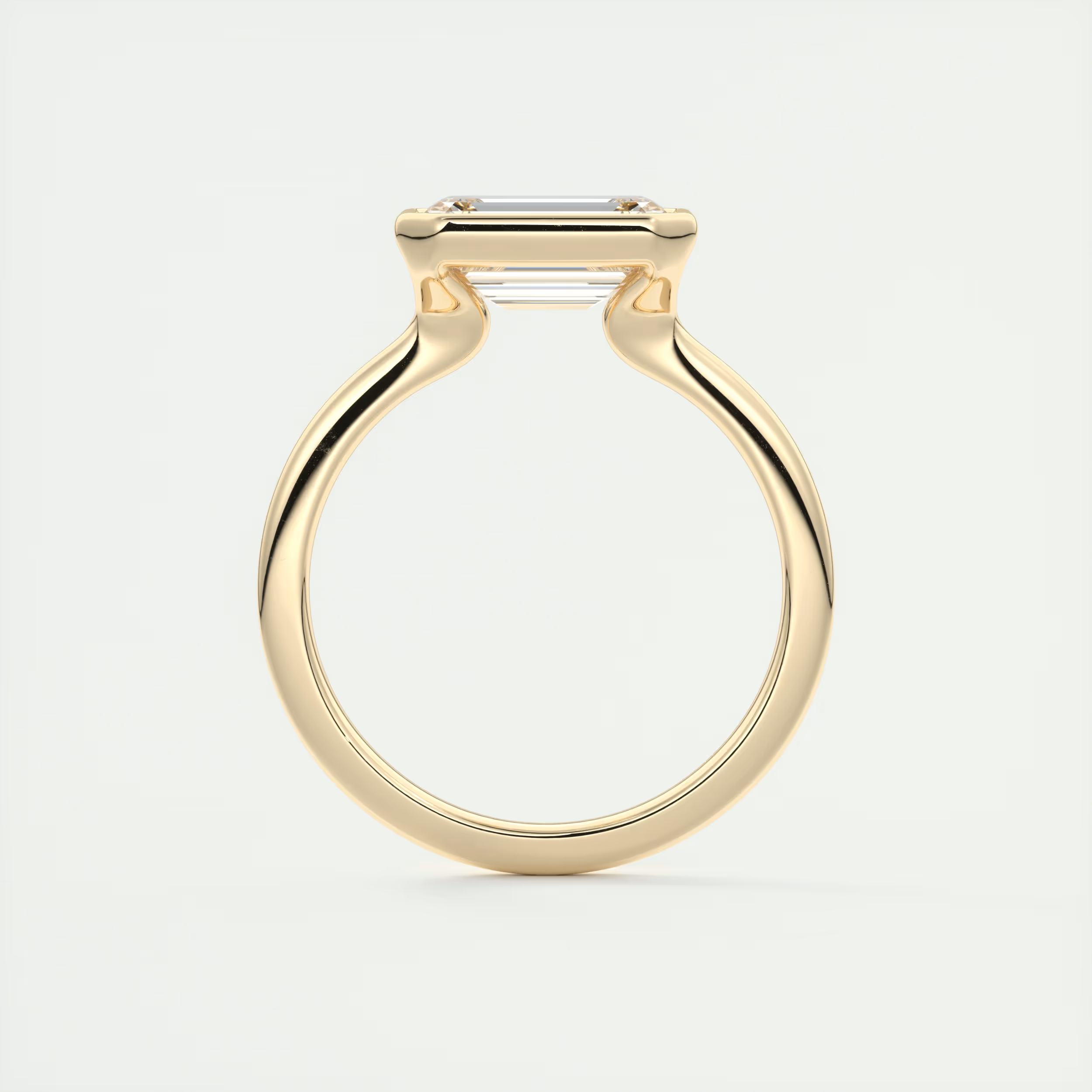 2 Carat East West Flush Stacking Emerald Bezel Solitaire
