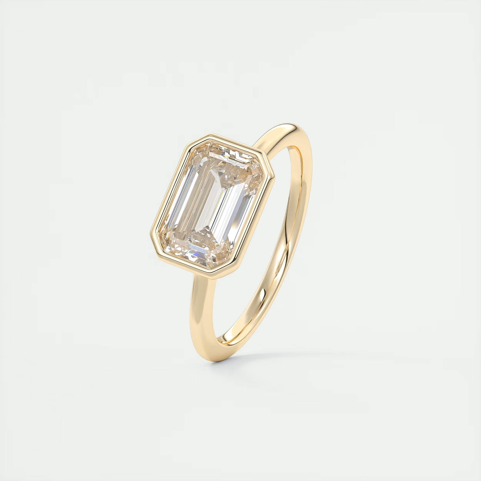 2 Carat East West Flush Stacking Emerald Bezel Solitaire