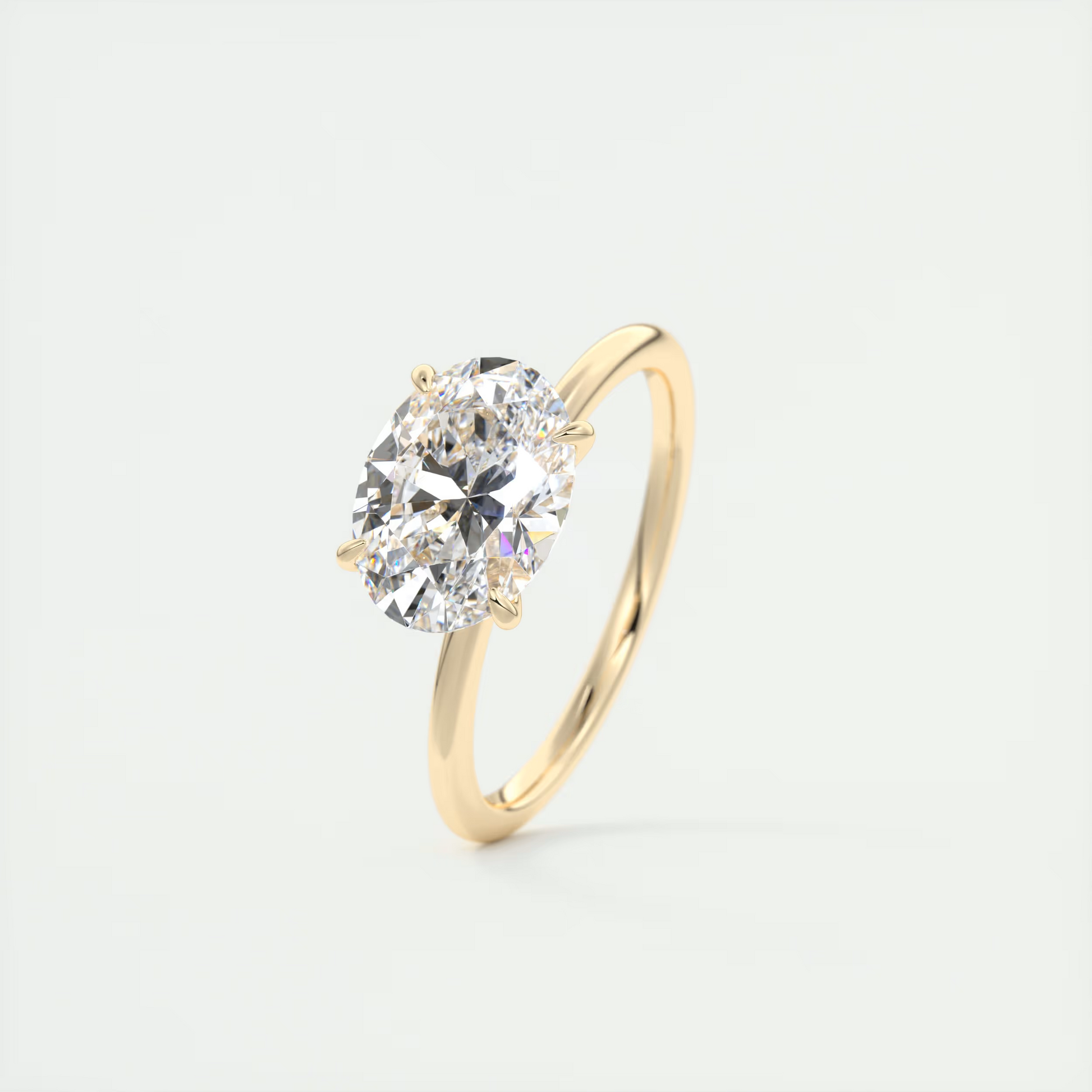 2 Carat East West Oval Solitaire