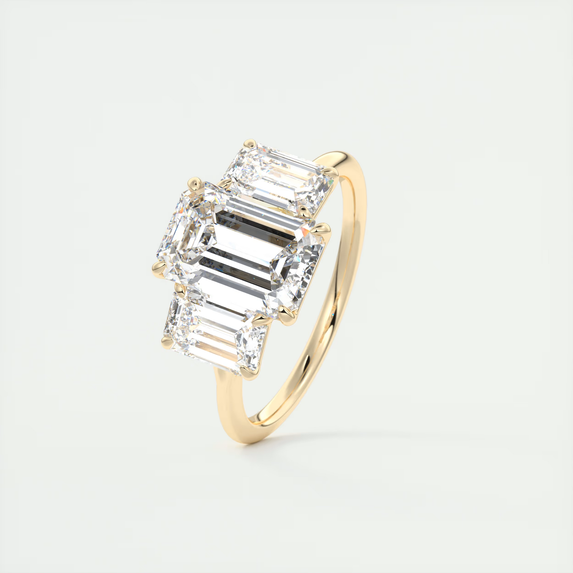 Clarity 2 Carat Emerald Three-Stone Engagement Ring