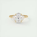 Unique 2 Carat Oval Half Moon Three-Stone Engagement Ring