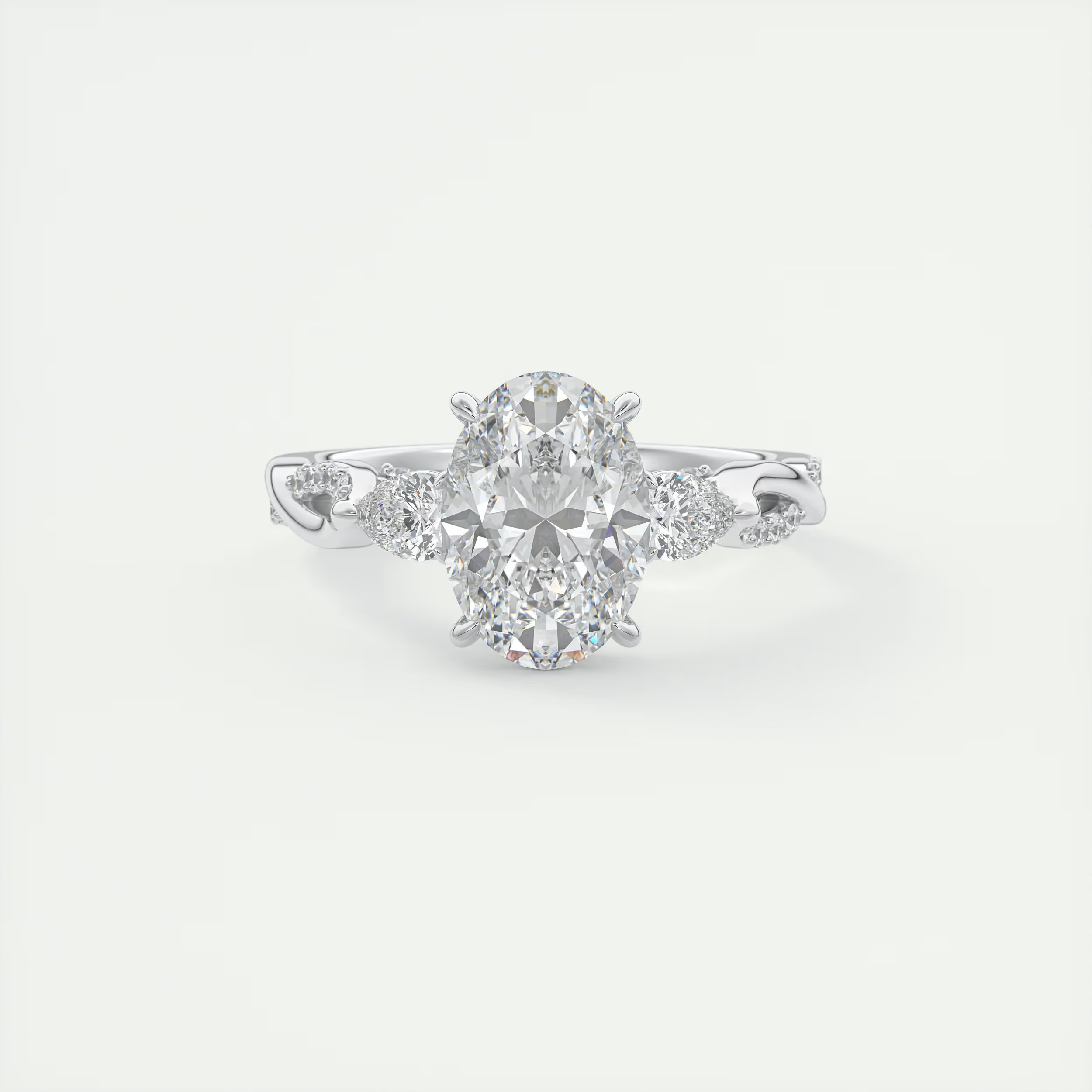 2 Carat Twisted Pavé Oval Solitaire