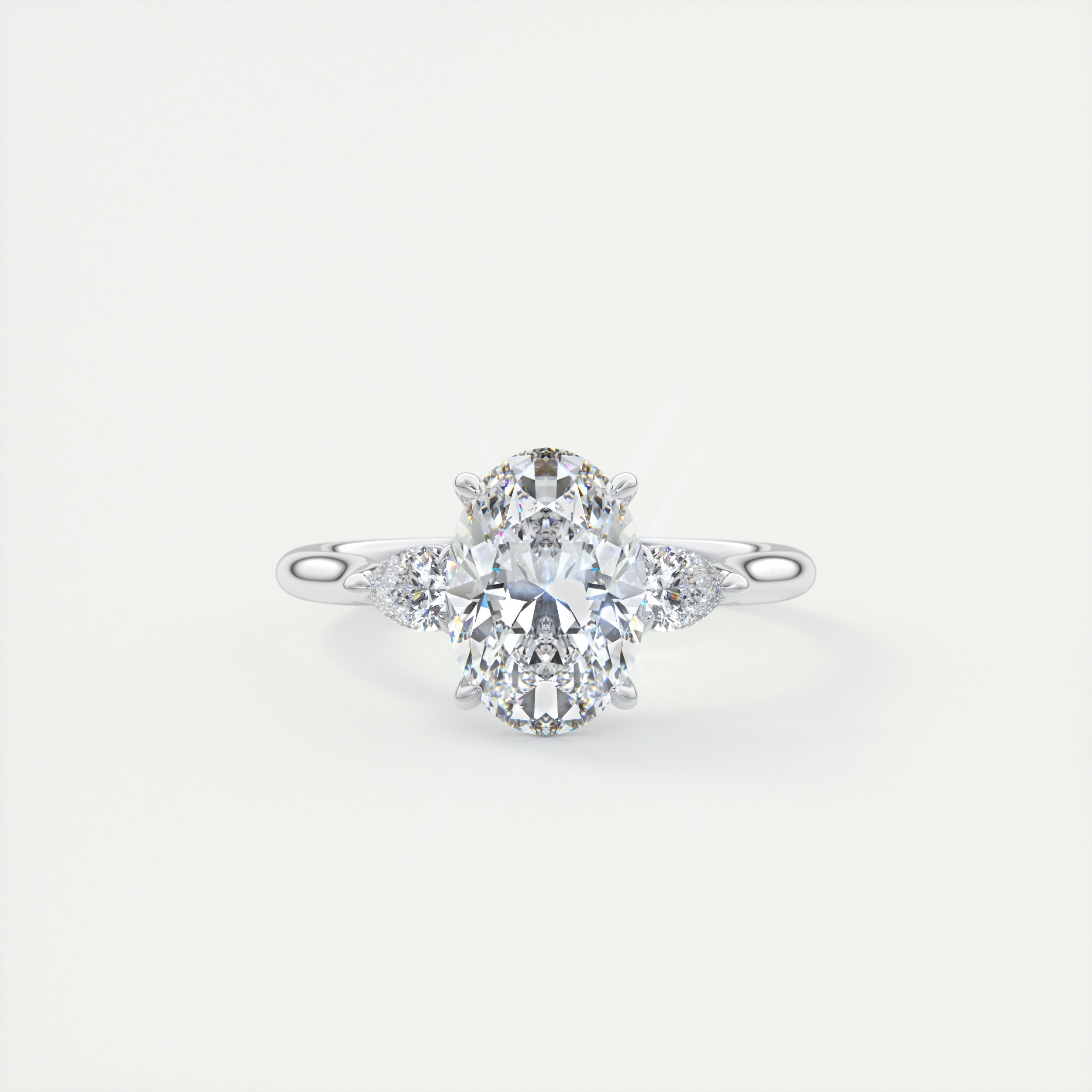 Grace 2 Carat Oval-Cut Cathedral Three-Stone Diamond Ring