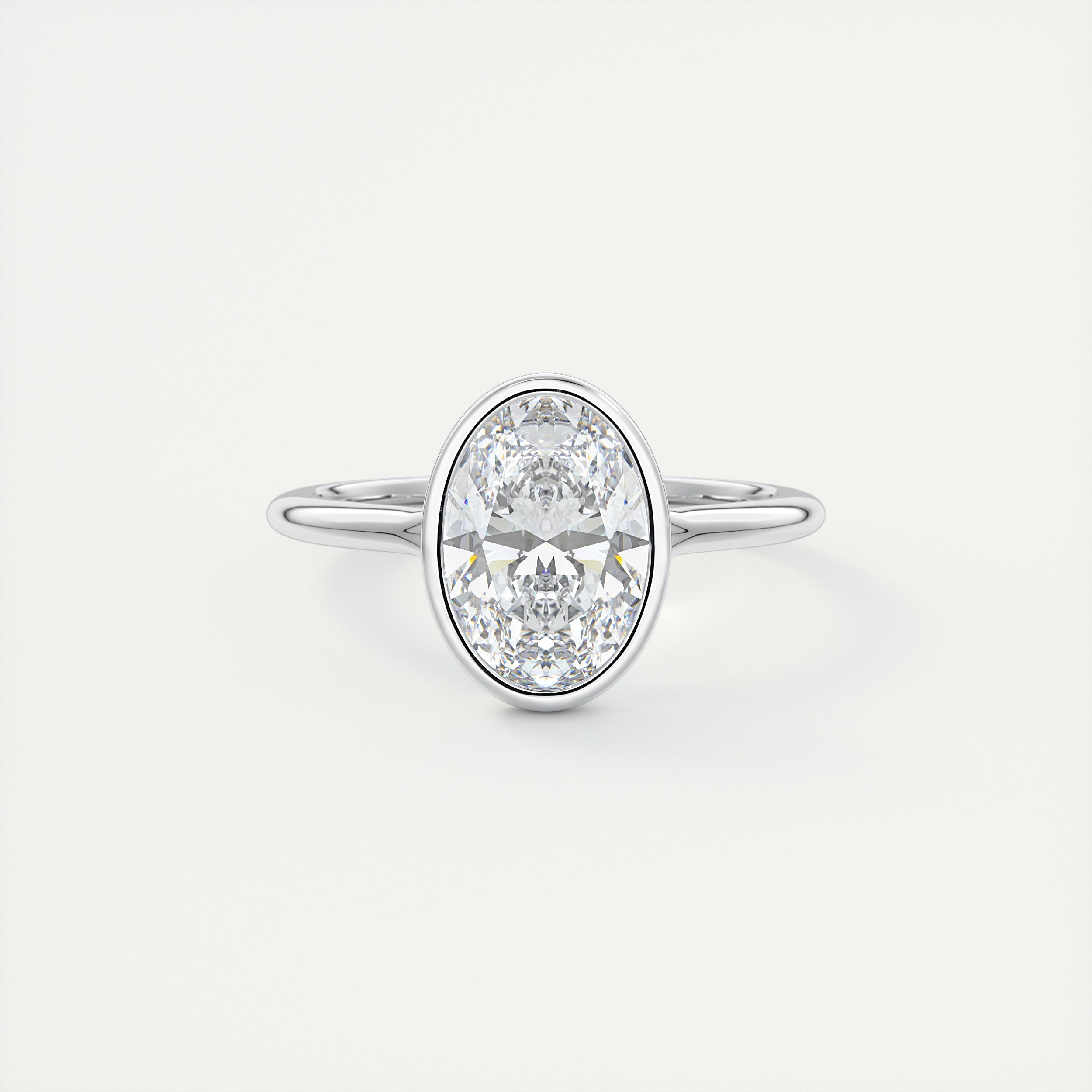 2 Carat Flush Stacking Oval Bezel Solitaire 2