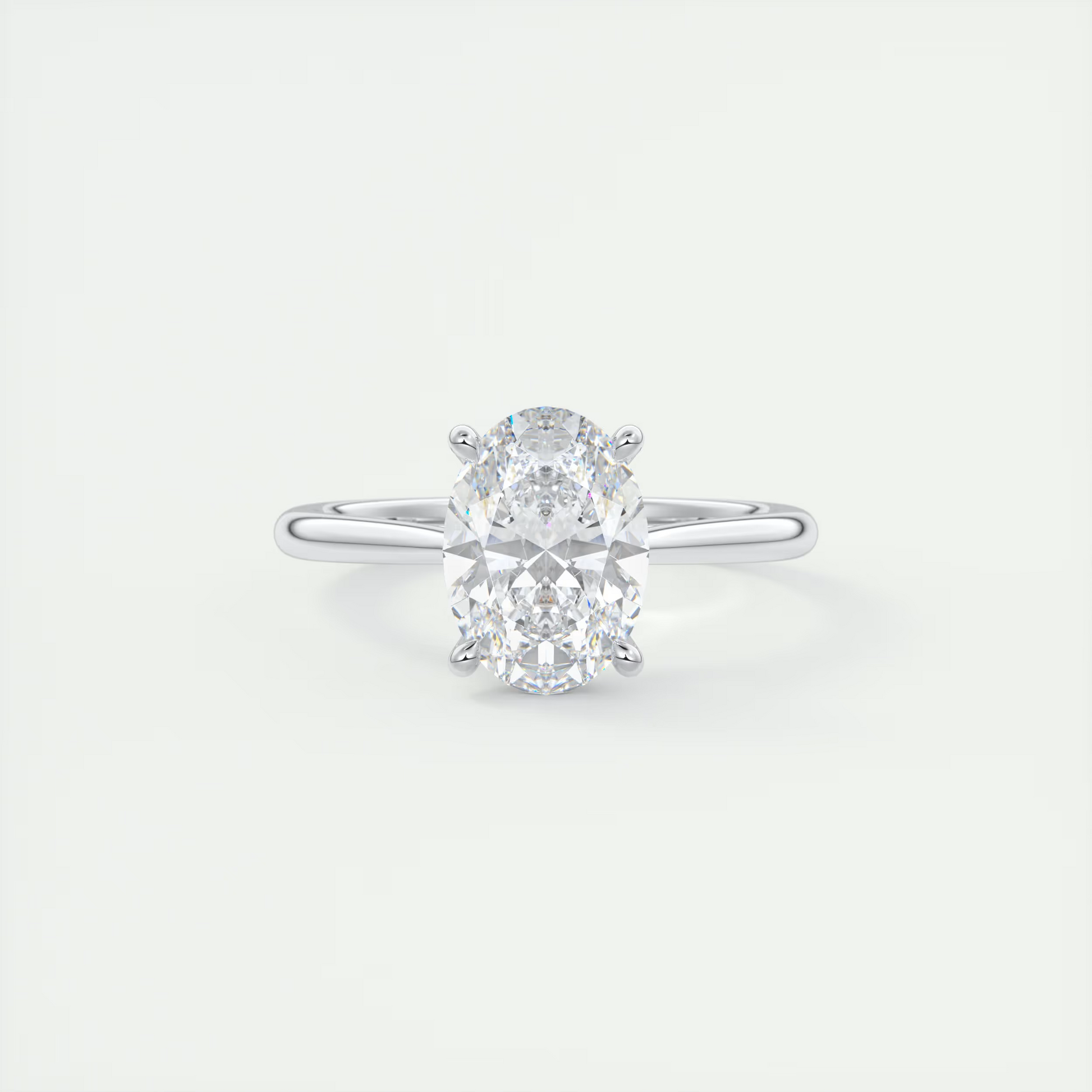 2 Carat Oval Gold Cathedral Solitaire with Platinum Prongs
