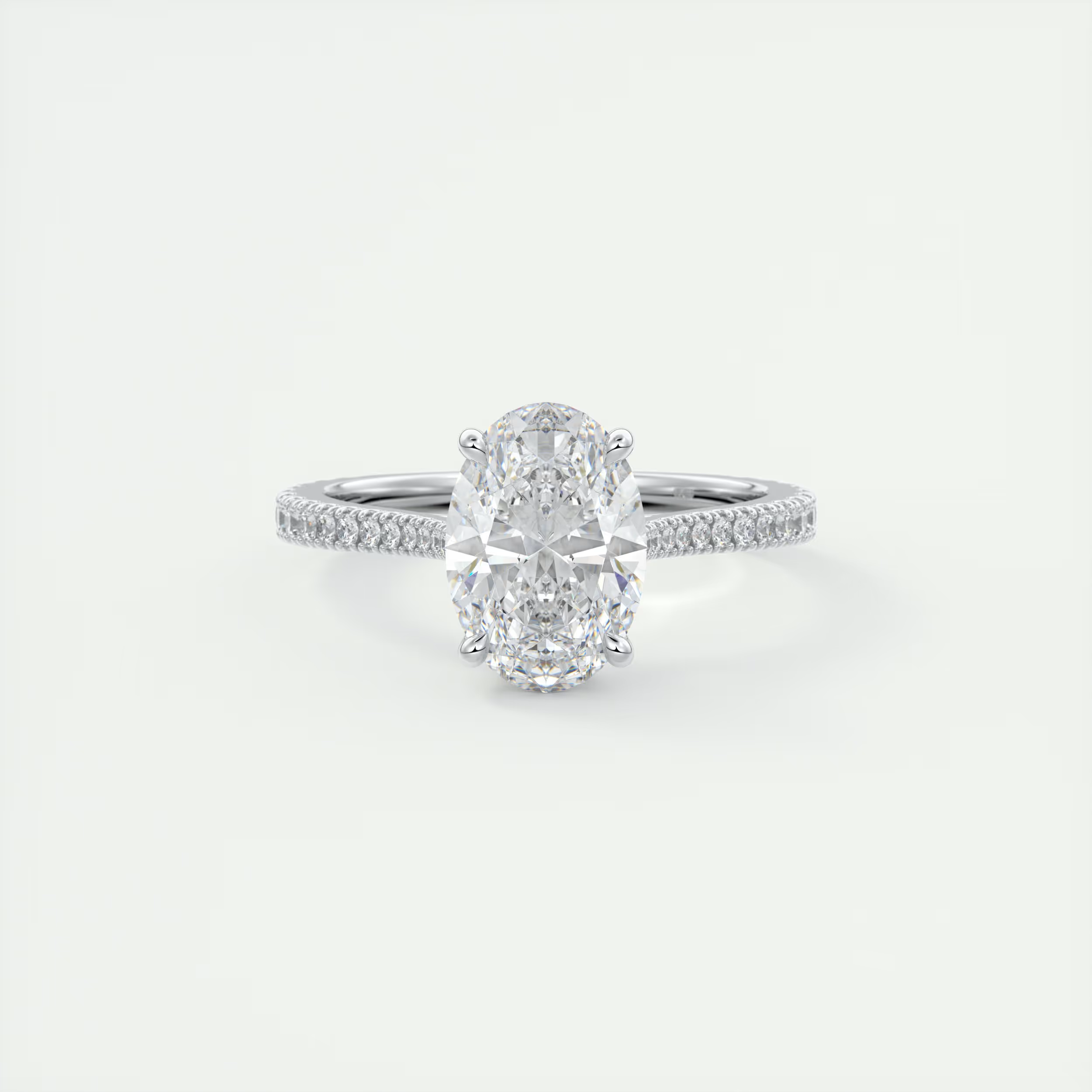 Encircles 2 Carat Oval Hidden Halo Cathedral Setting