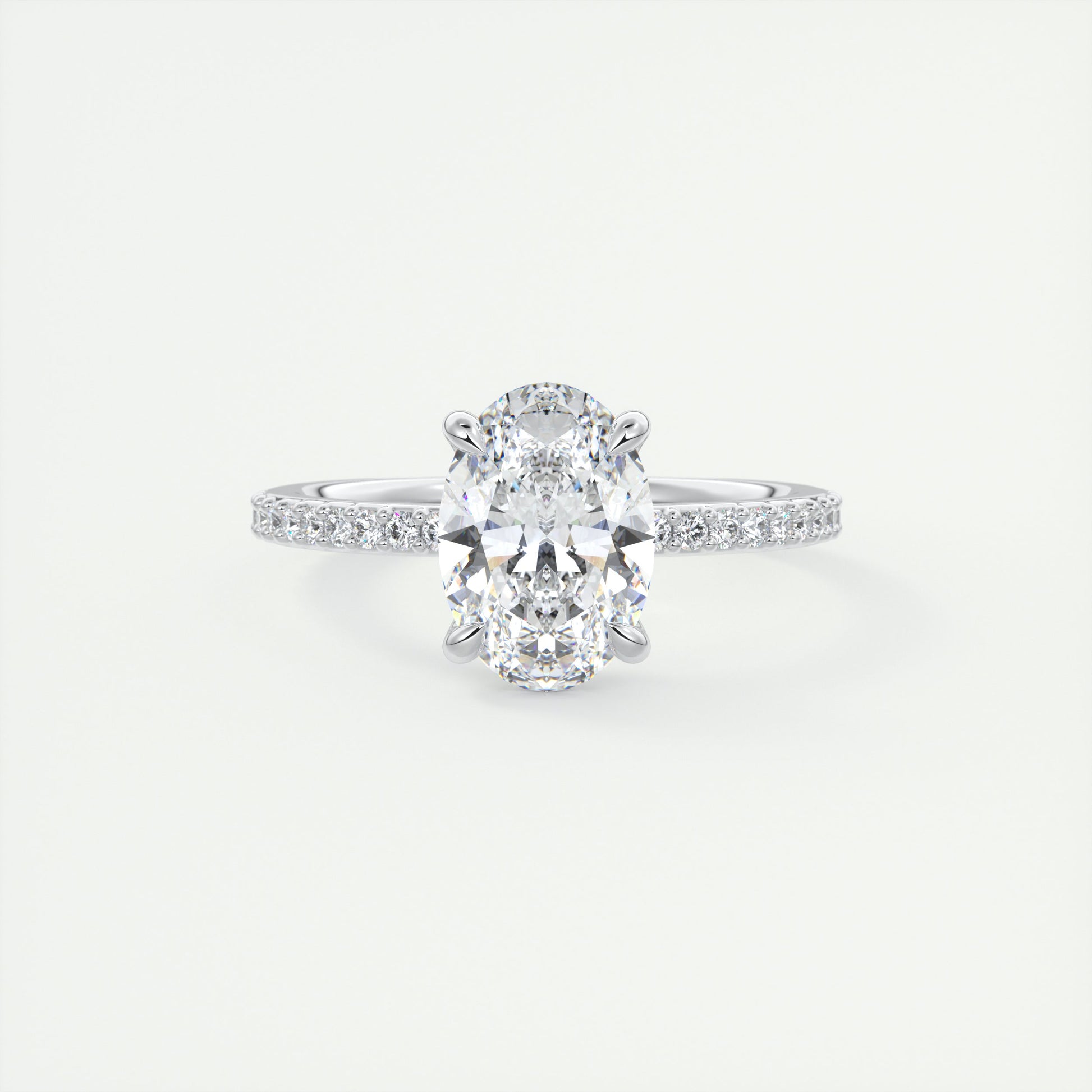 2 Carat Low Profile Oval Pavé Solitaire
