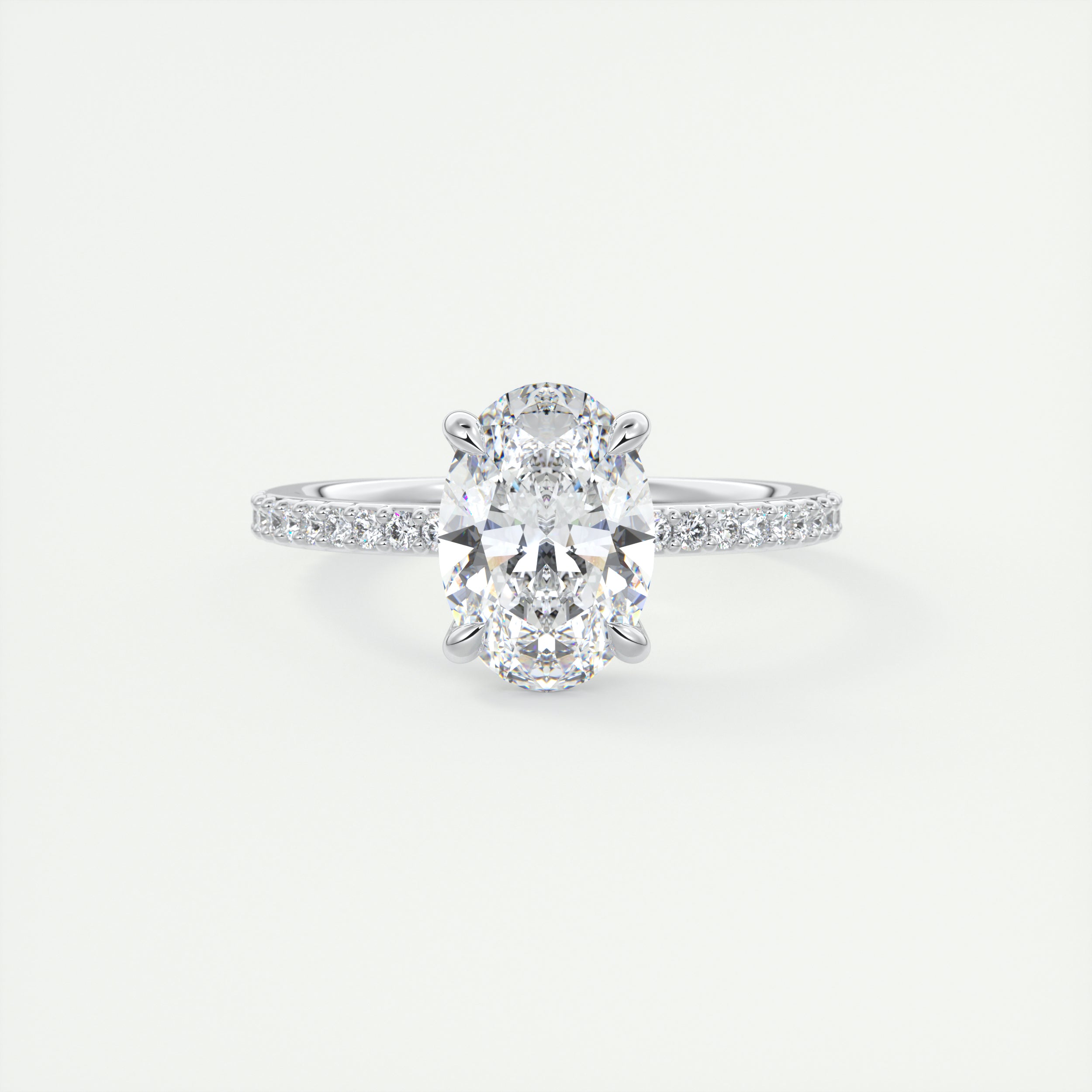 2 Carat Low Profile Oval Pavé Solitaire