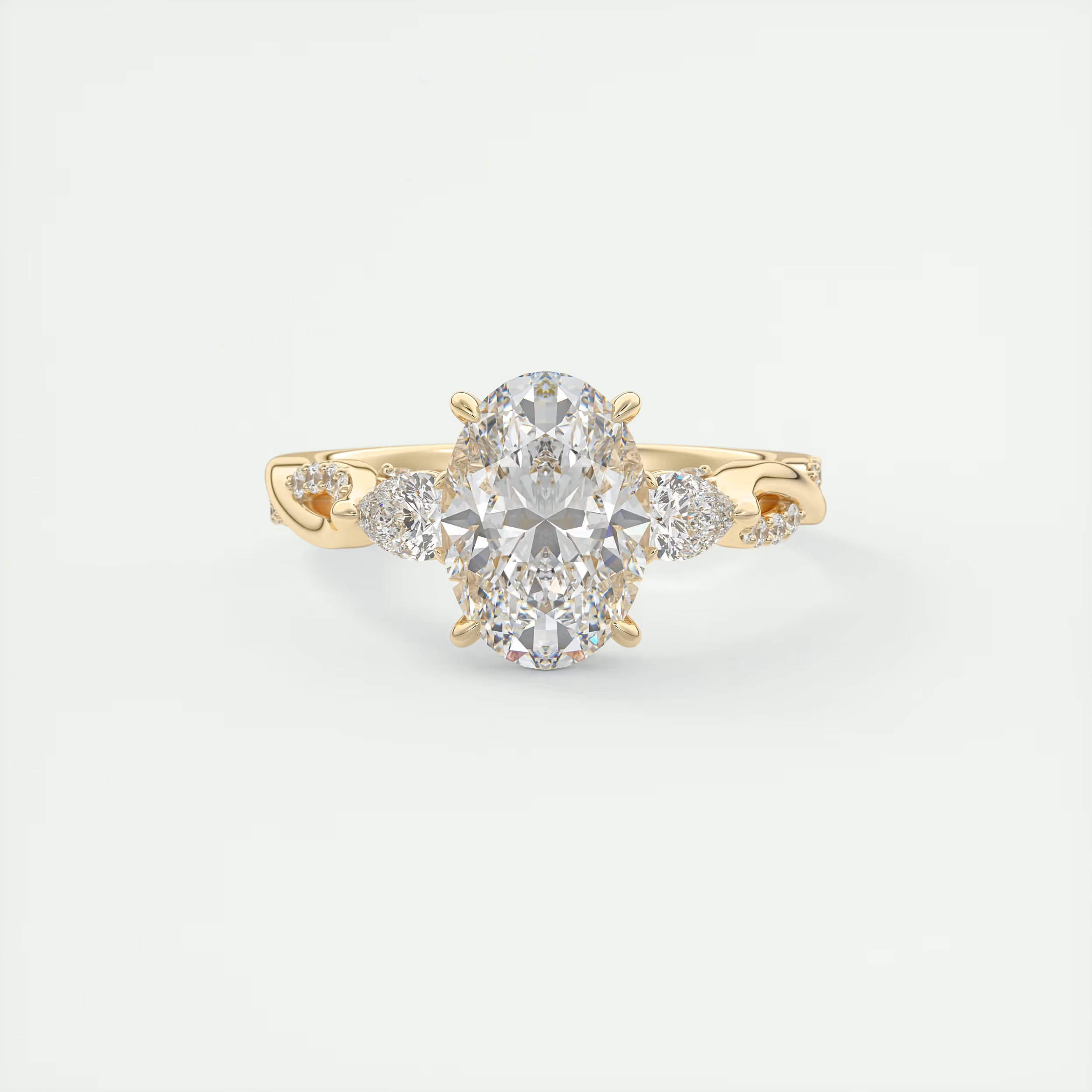 2 Carat Twisted Pavé Oval Solitaire