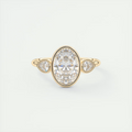 Bold 2 Carat Oval & Pear Three-Stone Bezel Set Engagement Ring