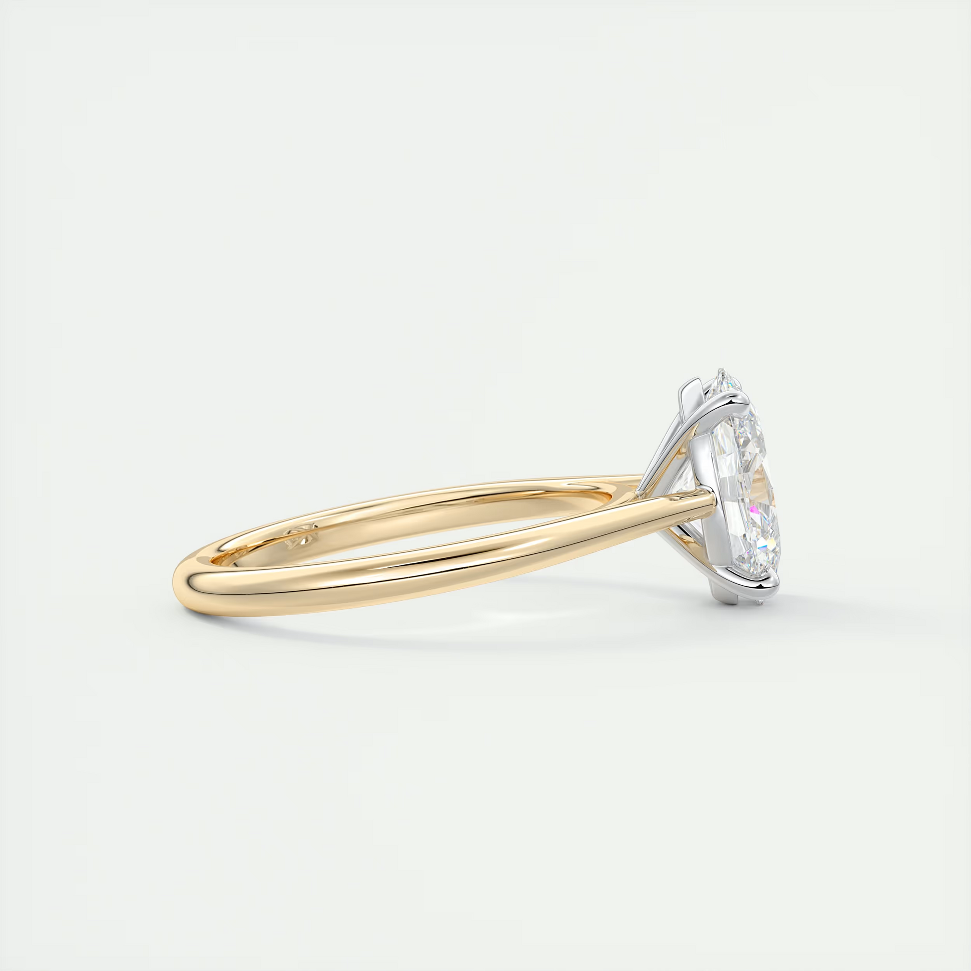 2 Carat Oval Gold Cathedral Solitaire with Platinum Prongs