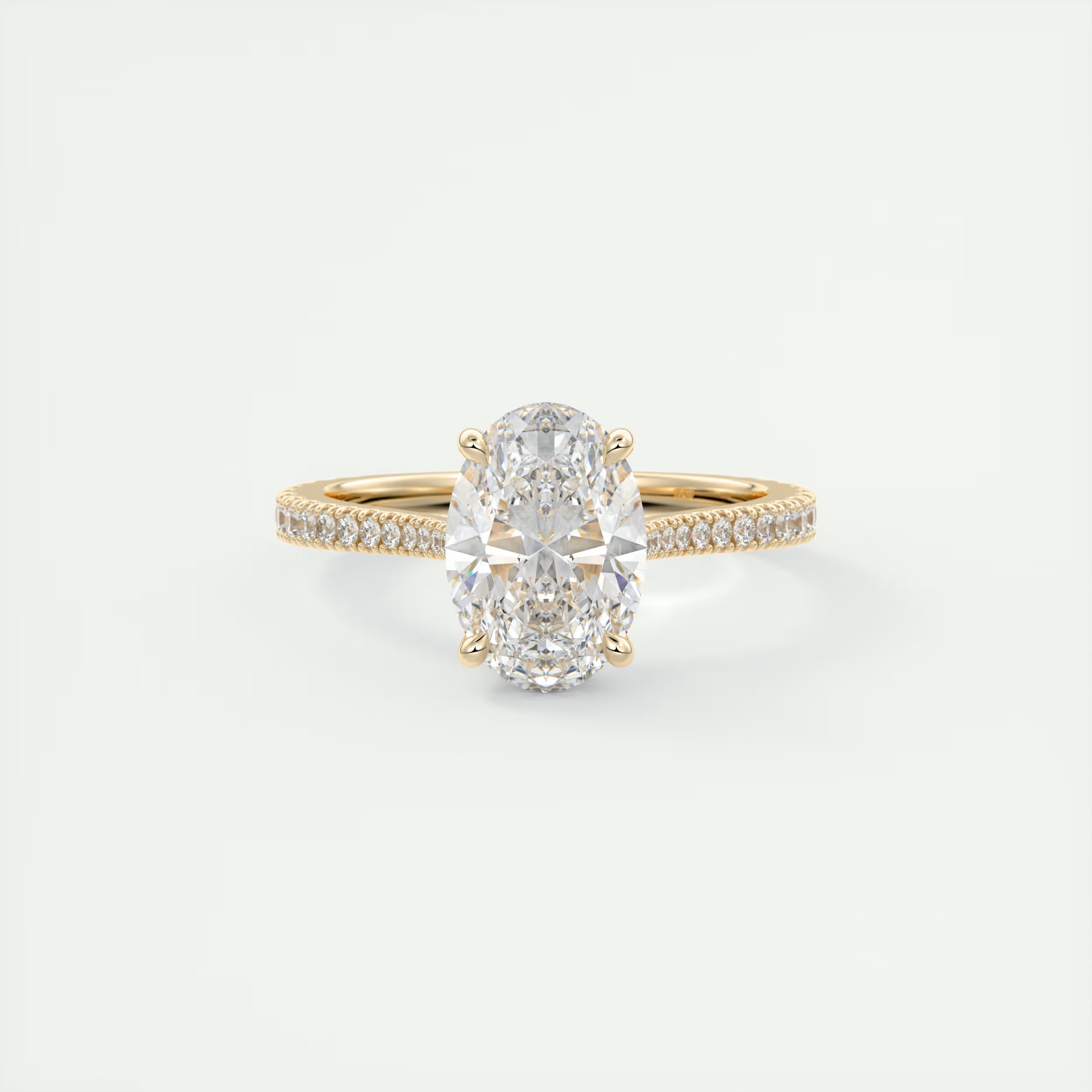 Encircles 2 Carat Oval Hidden Halo Cathedral Setting