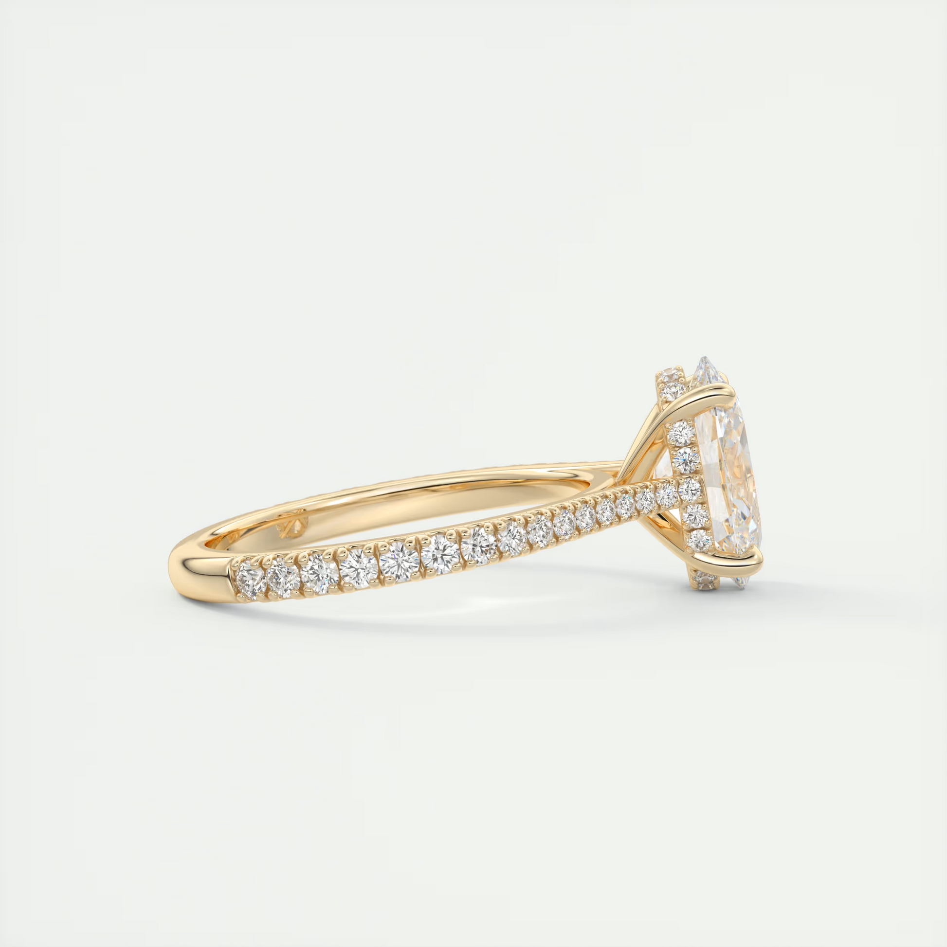 Encircles 2 Carat Oval Hidden Halo Cathedral Setting