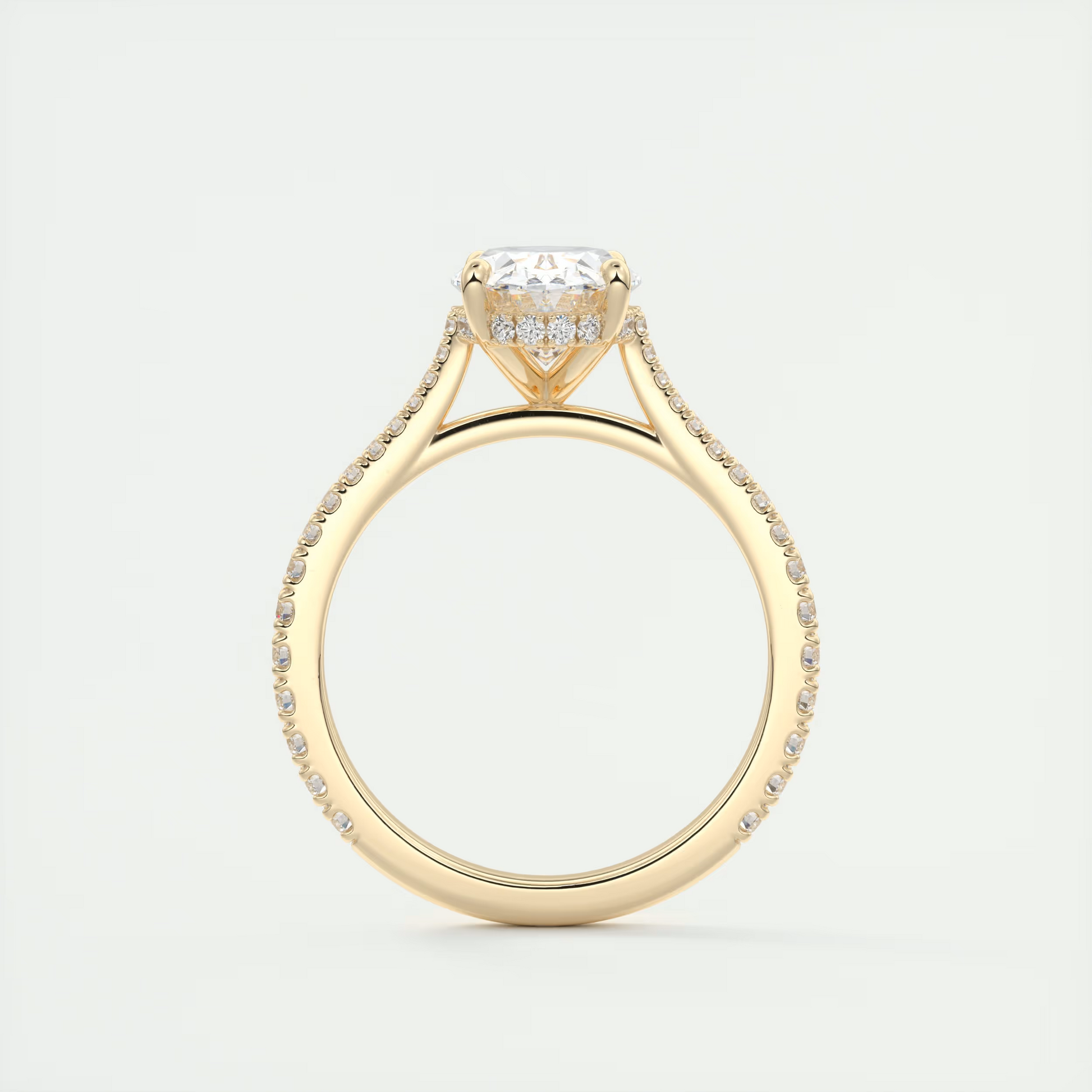 Encircles 2 Carat Oval Hidden Halo Cathedral Setting