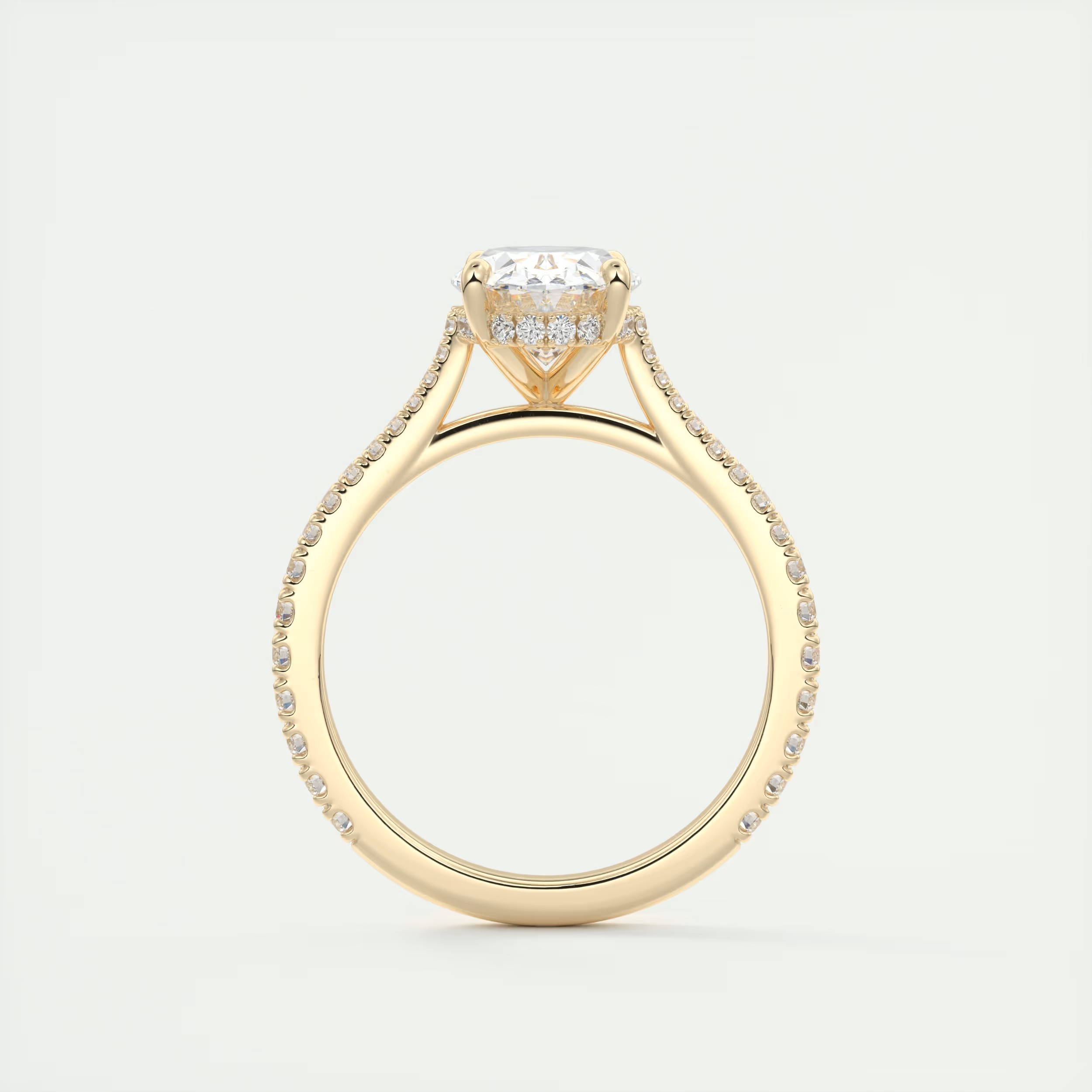 Encircles 2 Carat Oval Hidden Halo Cathedral Setting