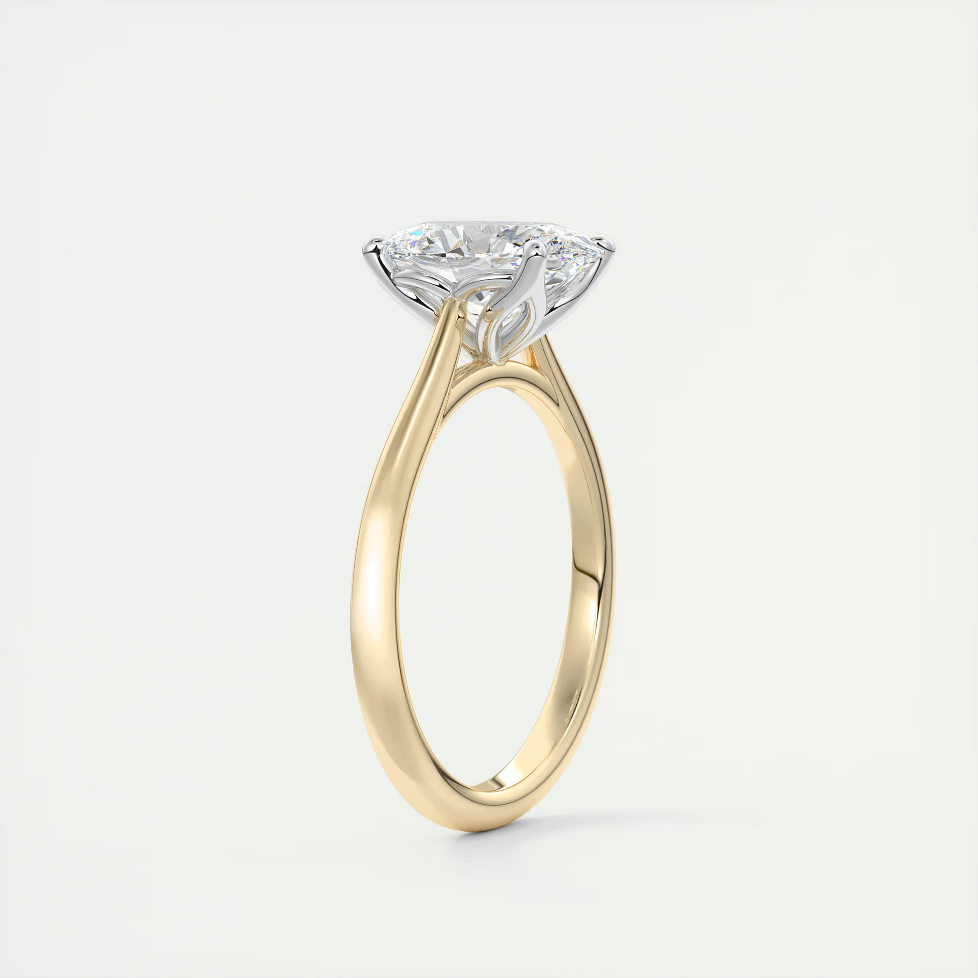 2 Carat Gold Cathedral Solitaire with Platinum Prongs