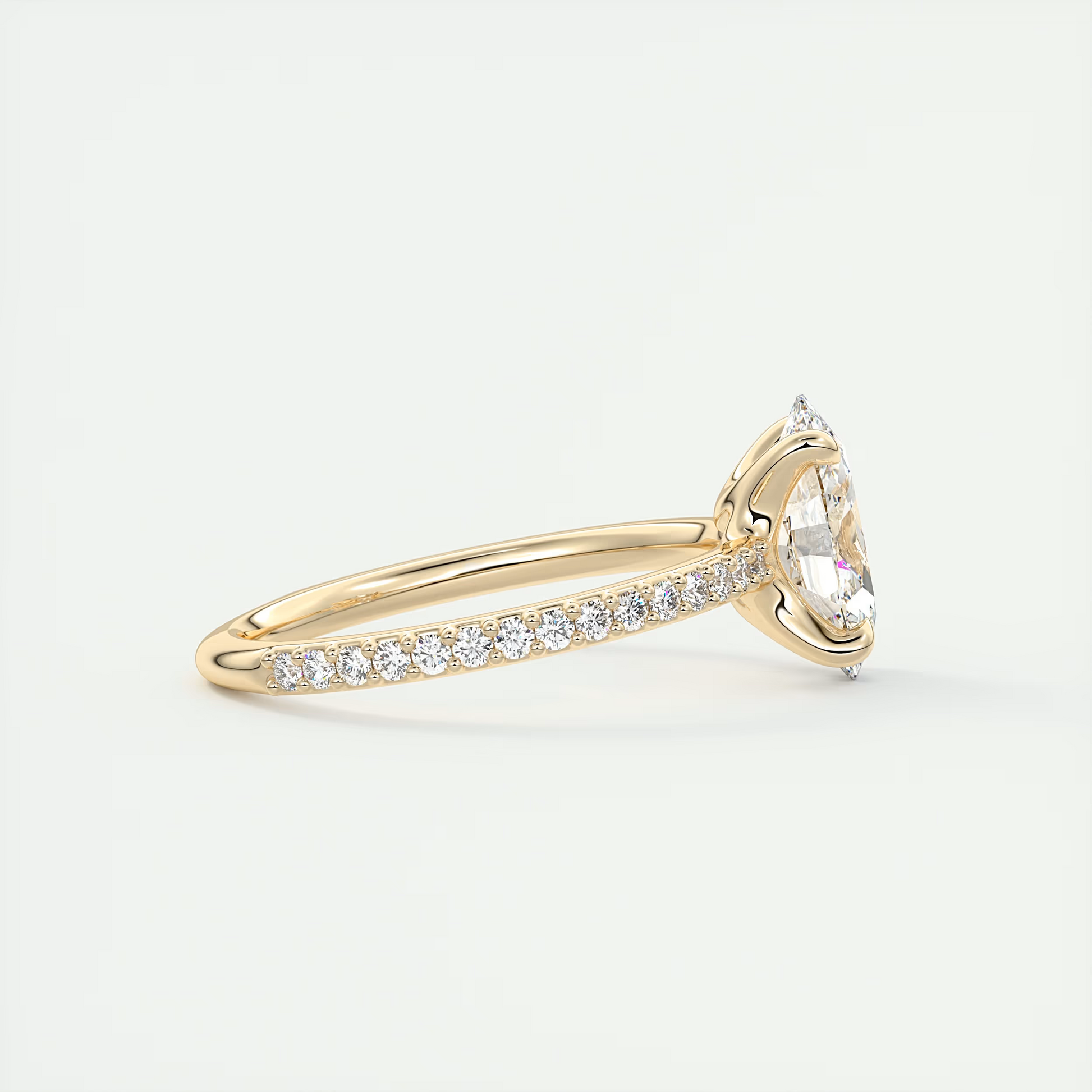 2 Carat Low Profile Oval Pavé Solitaire