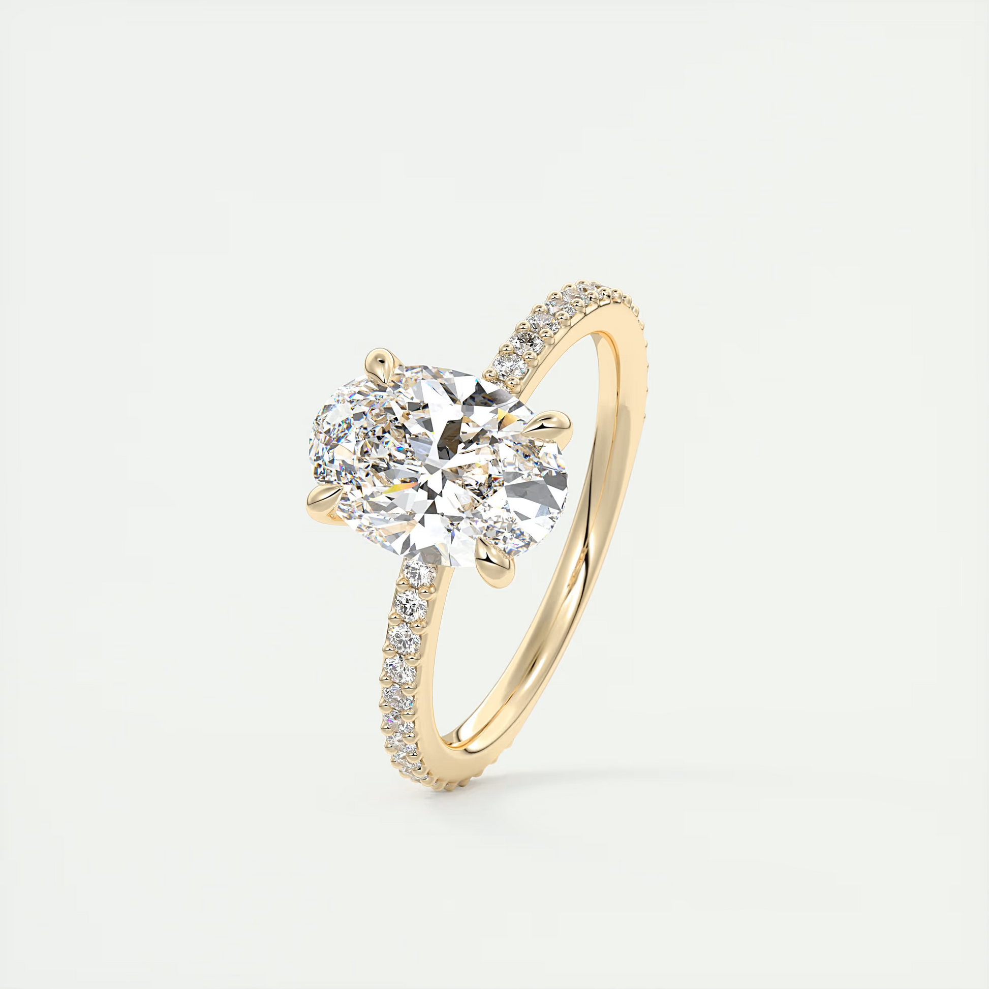 2 Carat Low Profile Oval Pavé Solitaire