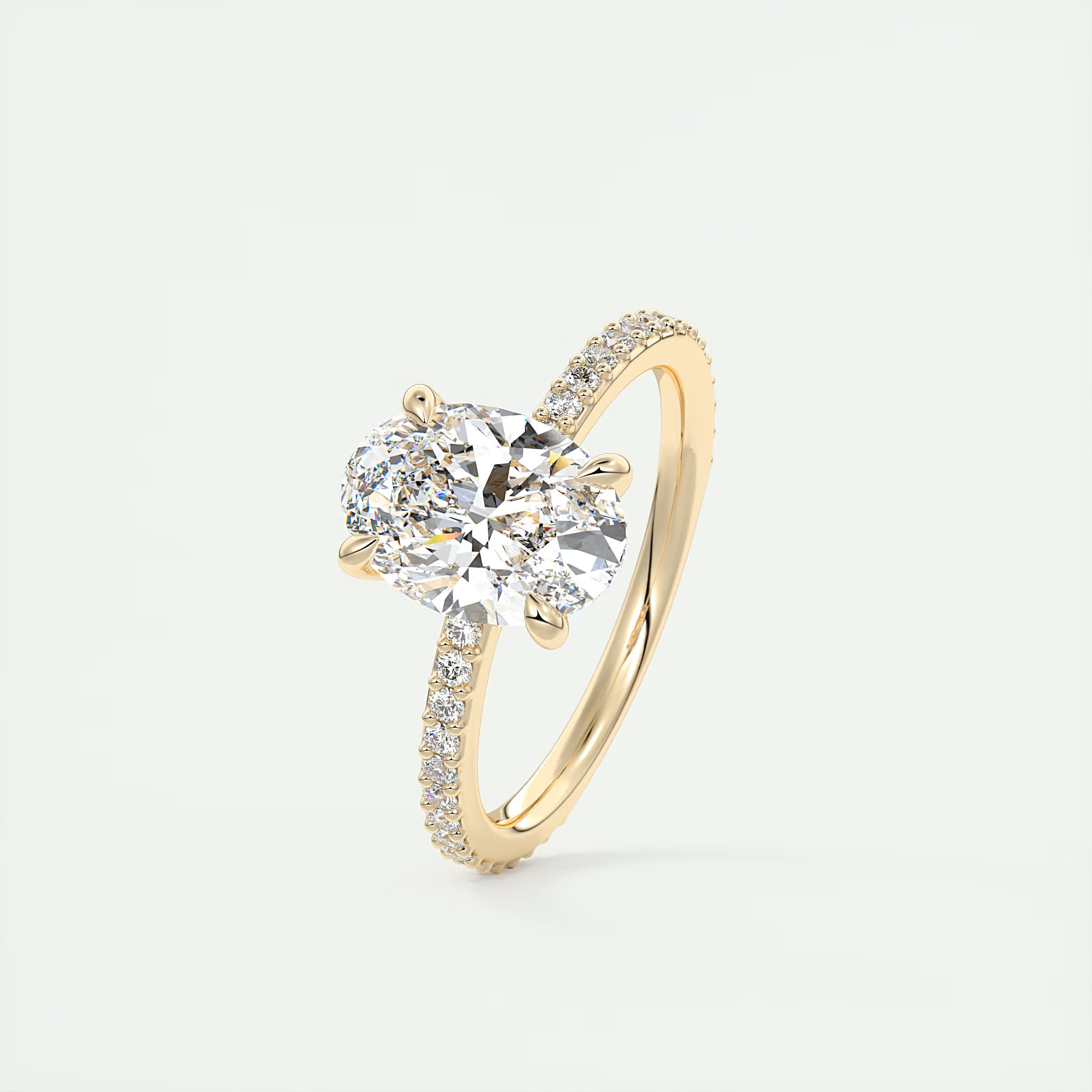 2 Carat Low Profile Oval Pavé Solitaire
