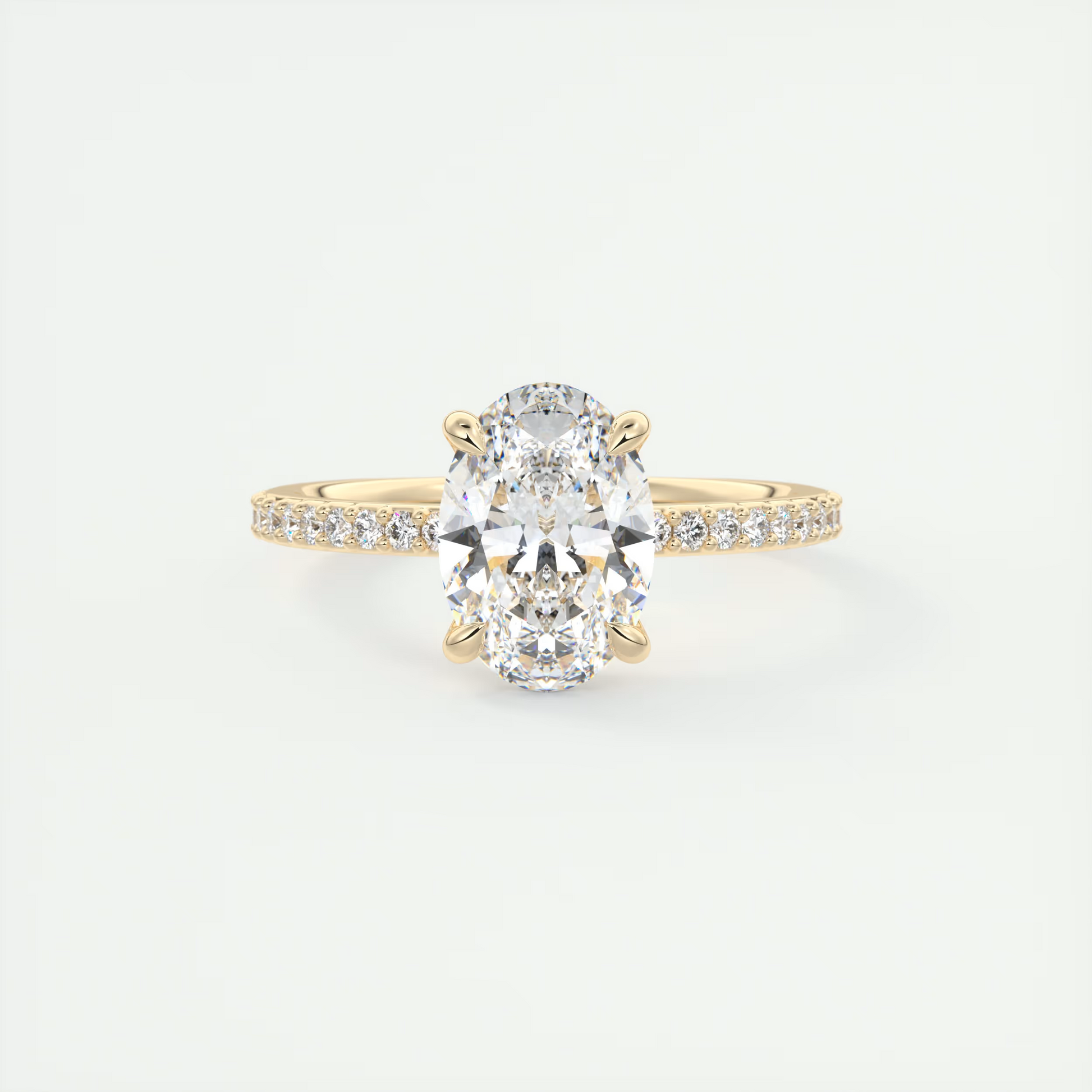 Carat Low Profile Oval Pavé Solitaire – GoldiQ