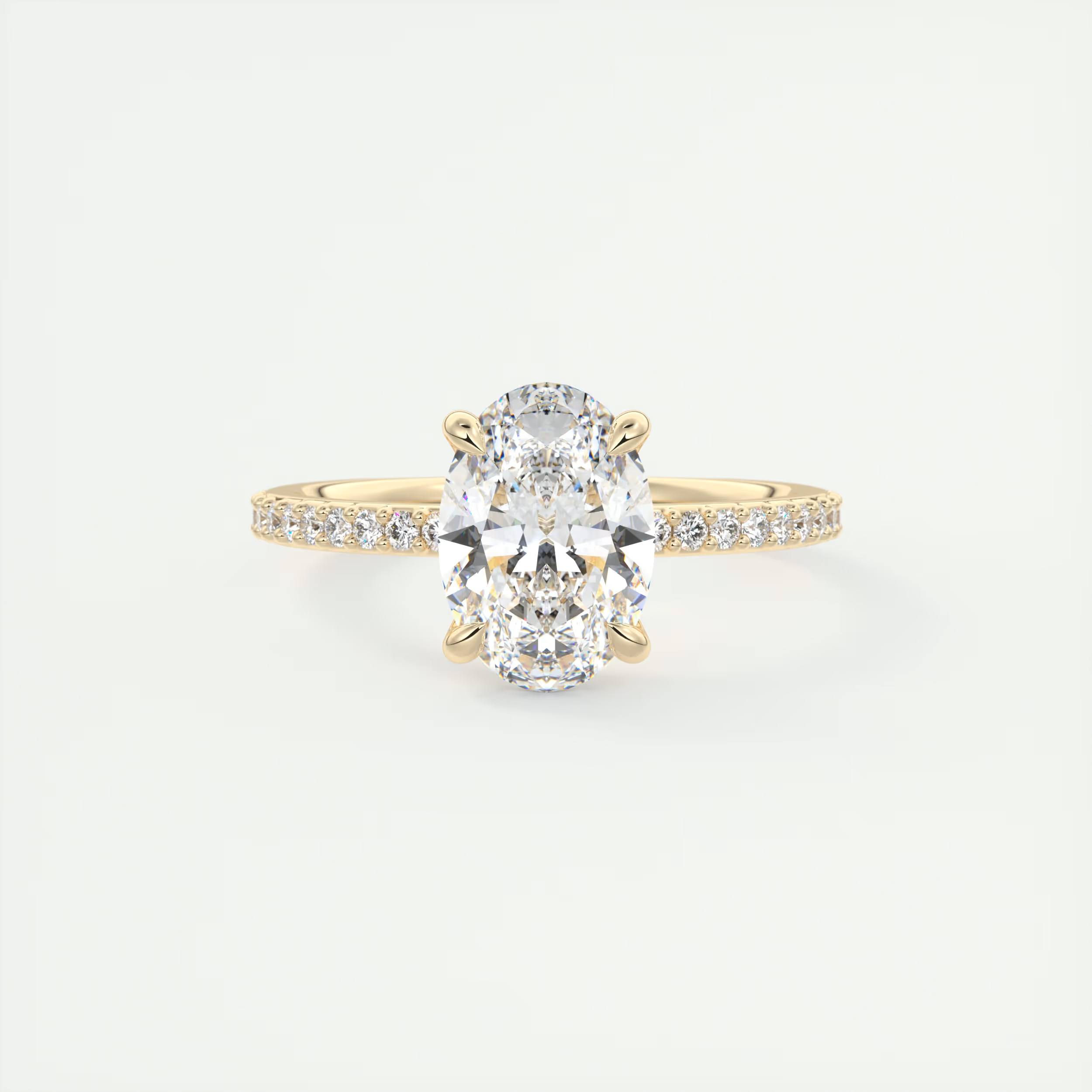 2 Carat Low Profile Oval Pavé Solitaire