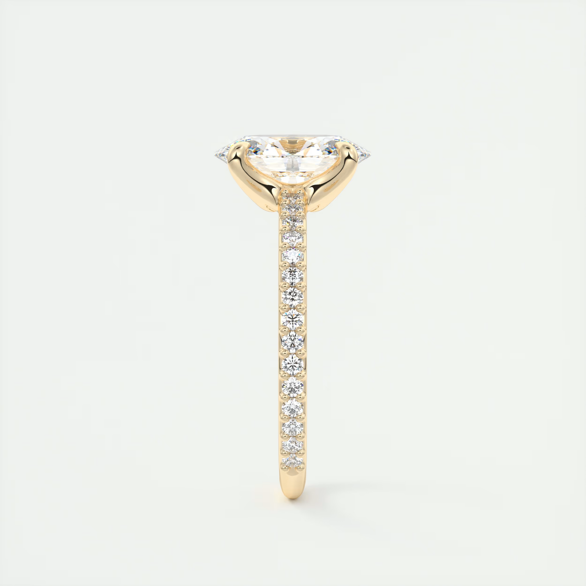 2 Carat Low Profile Oval Pavé Solitaire
