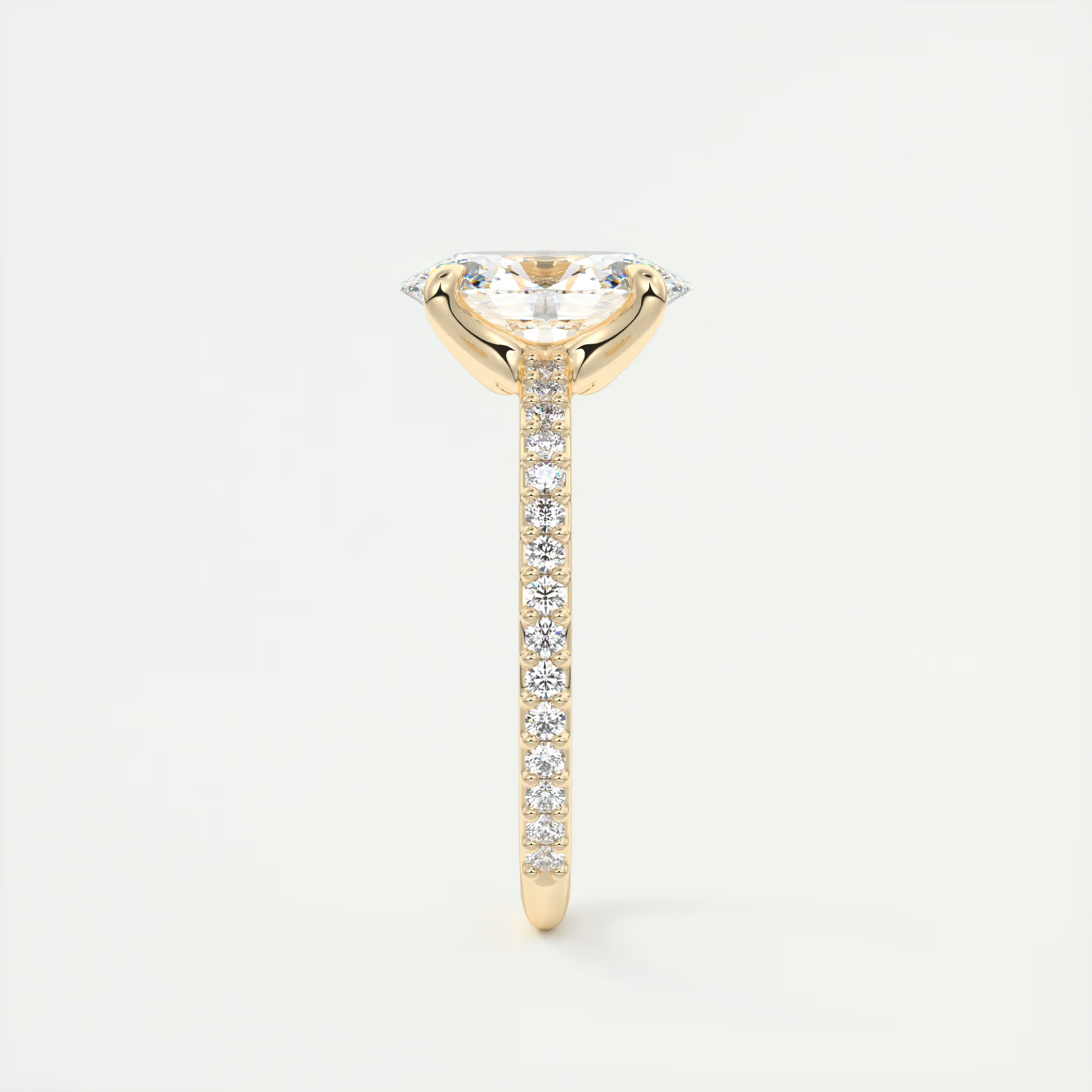 2 Carat Low Profile Oval Pavé Solitaire