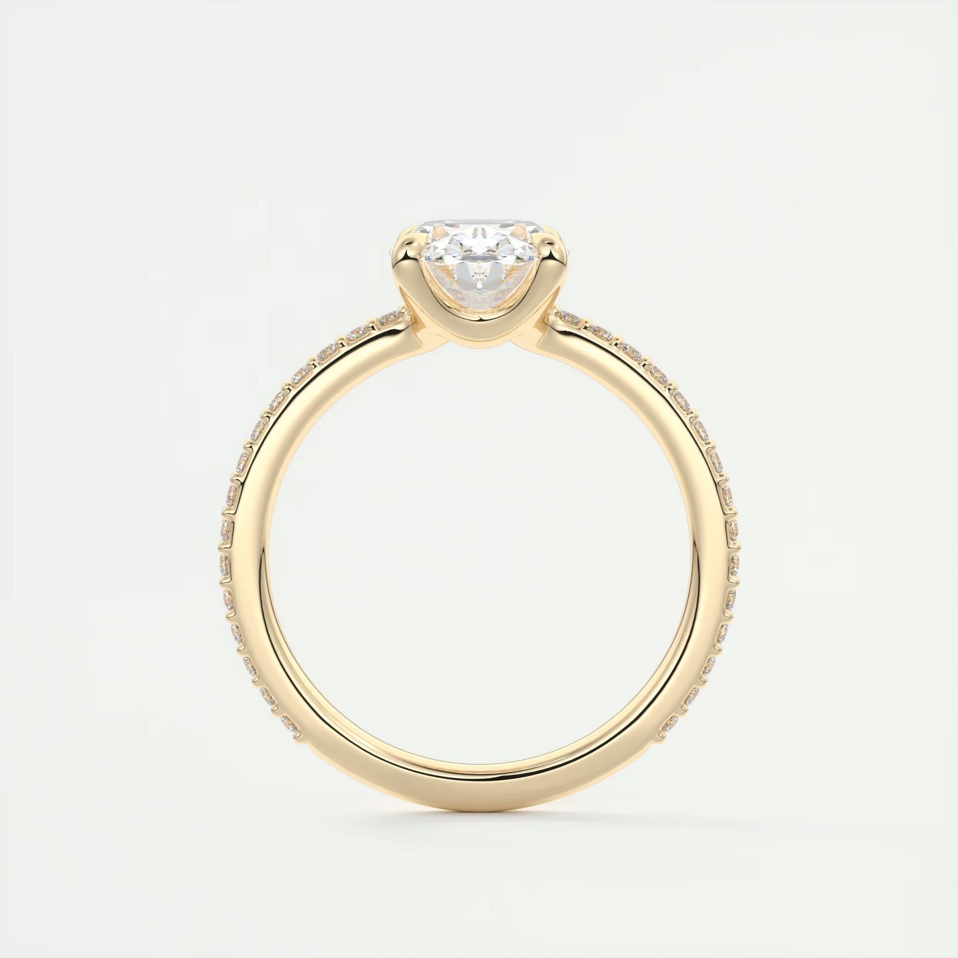 2 Carat Low Profile Oval Pavé Solitaire