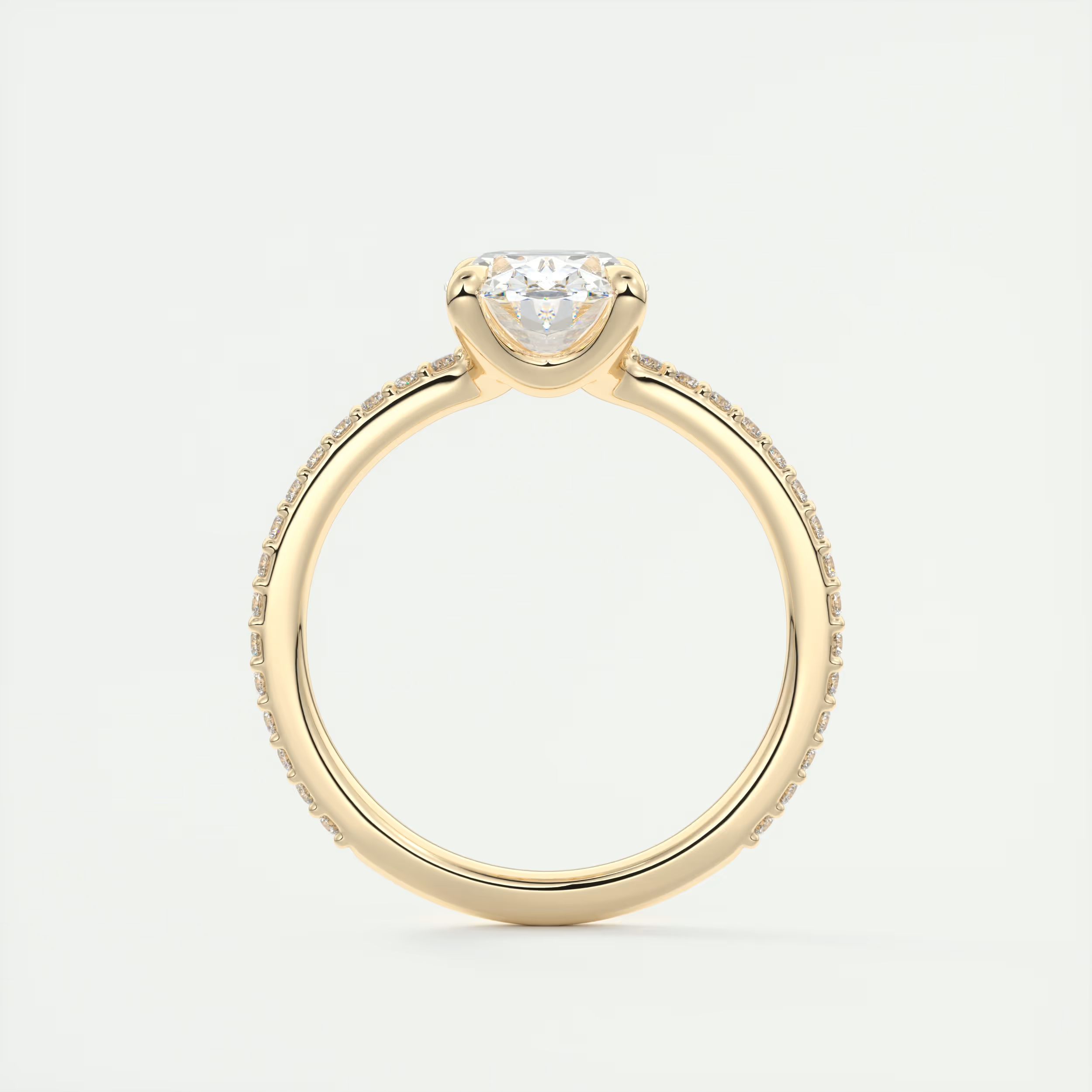 2 Carat Low Profile Oval Pavé Solitaire