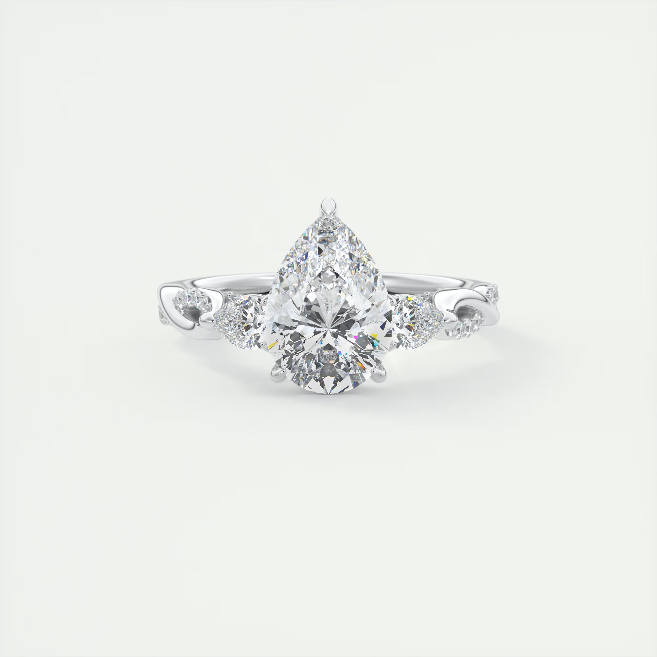 2 Carat Twisted Pavé Pear Solitaire