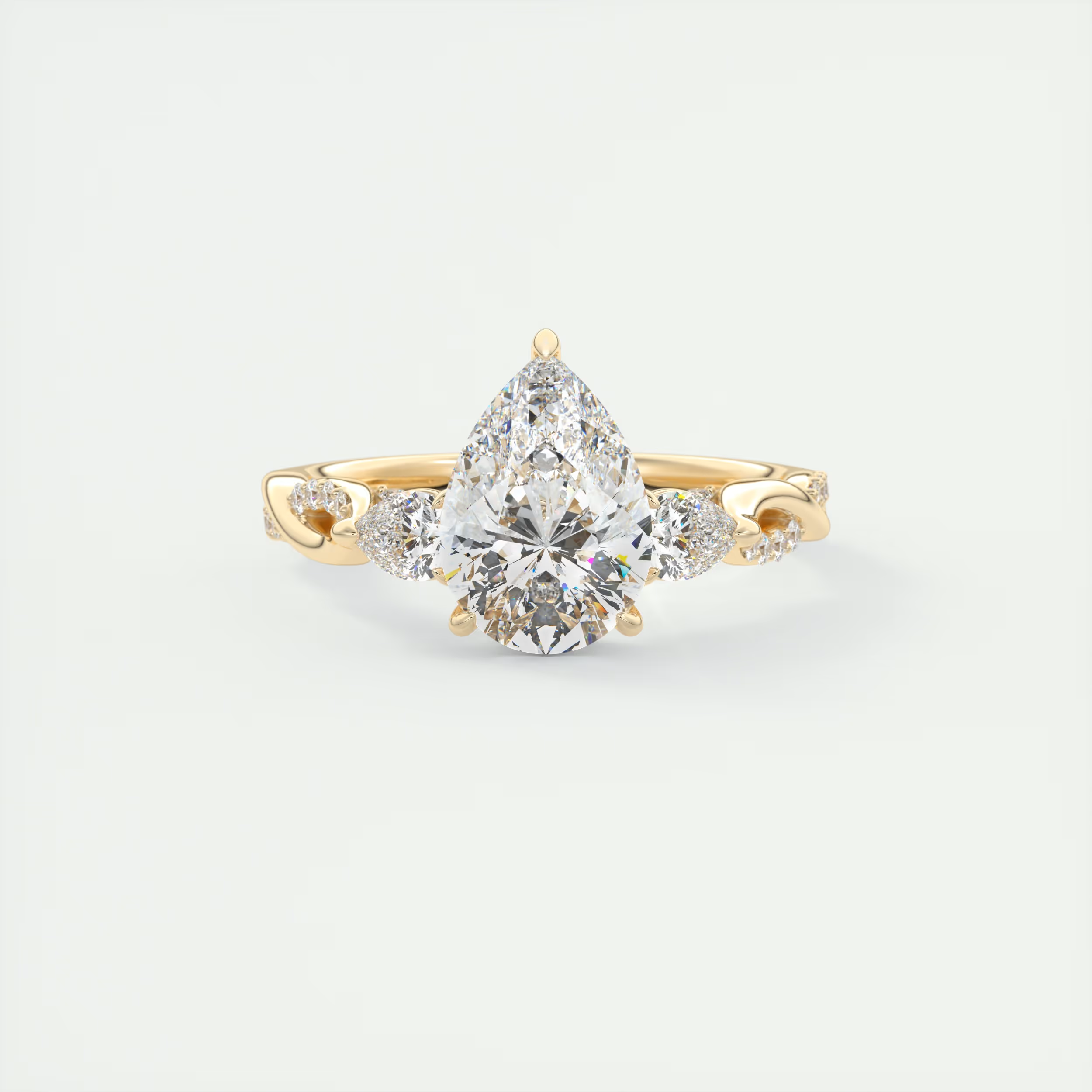 2 Carat Twisted Pavé Pear Solitaire