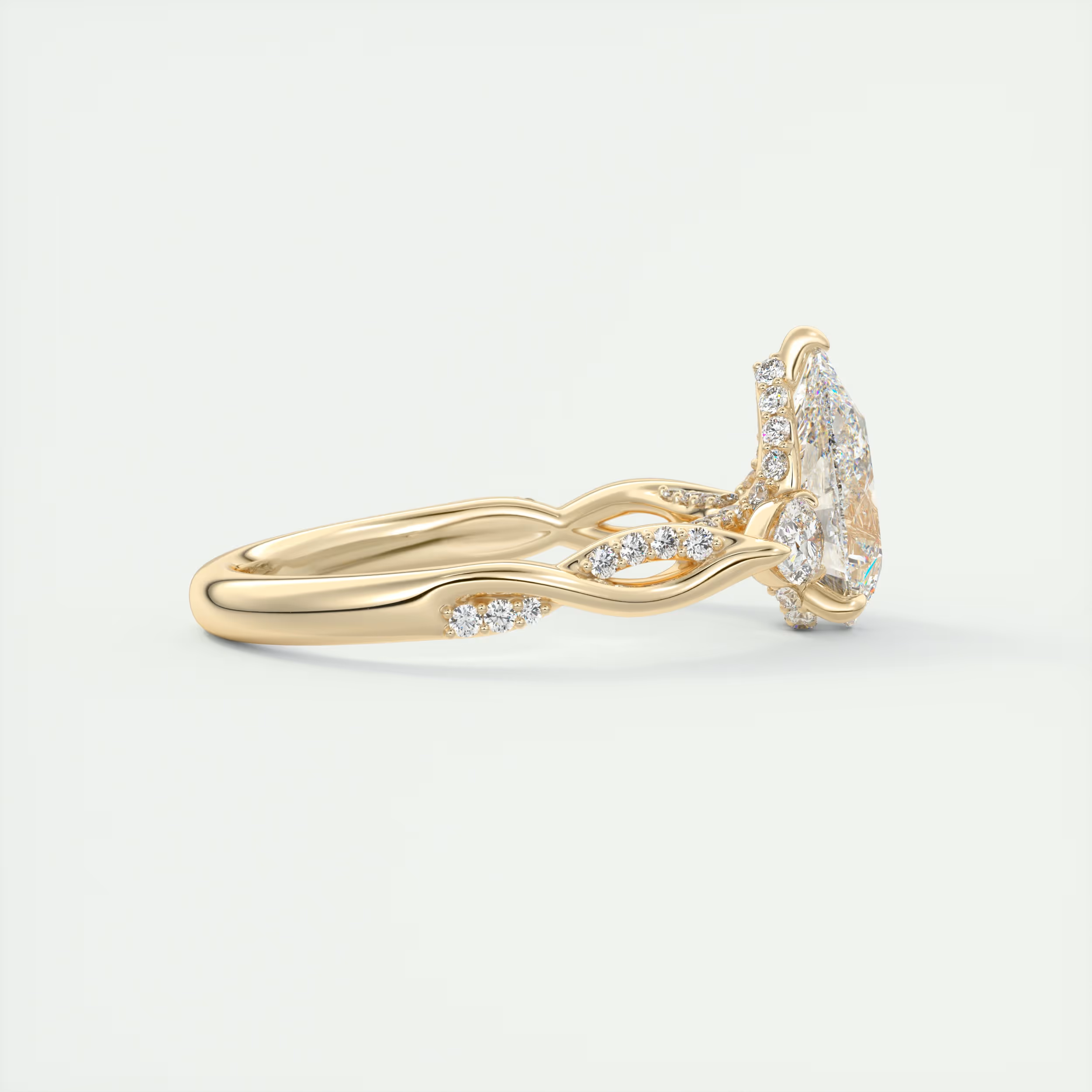 2 Carat Twisted Pavé Pear Solitaire