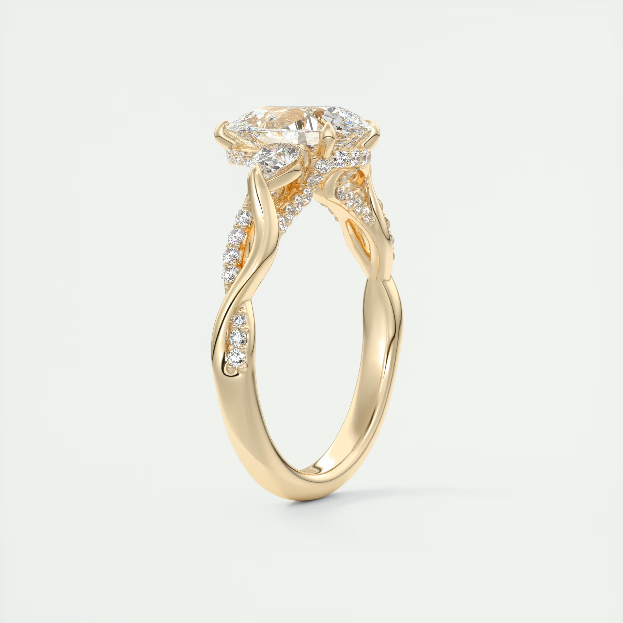 2 Carat Twisted Pavé Pear Solitaire