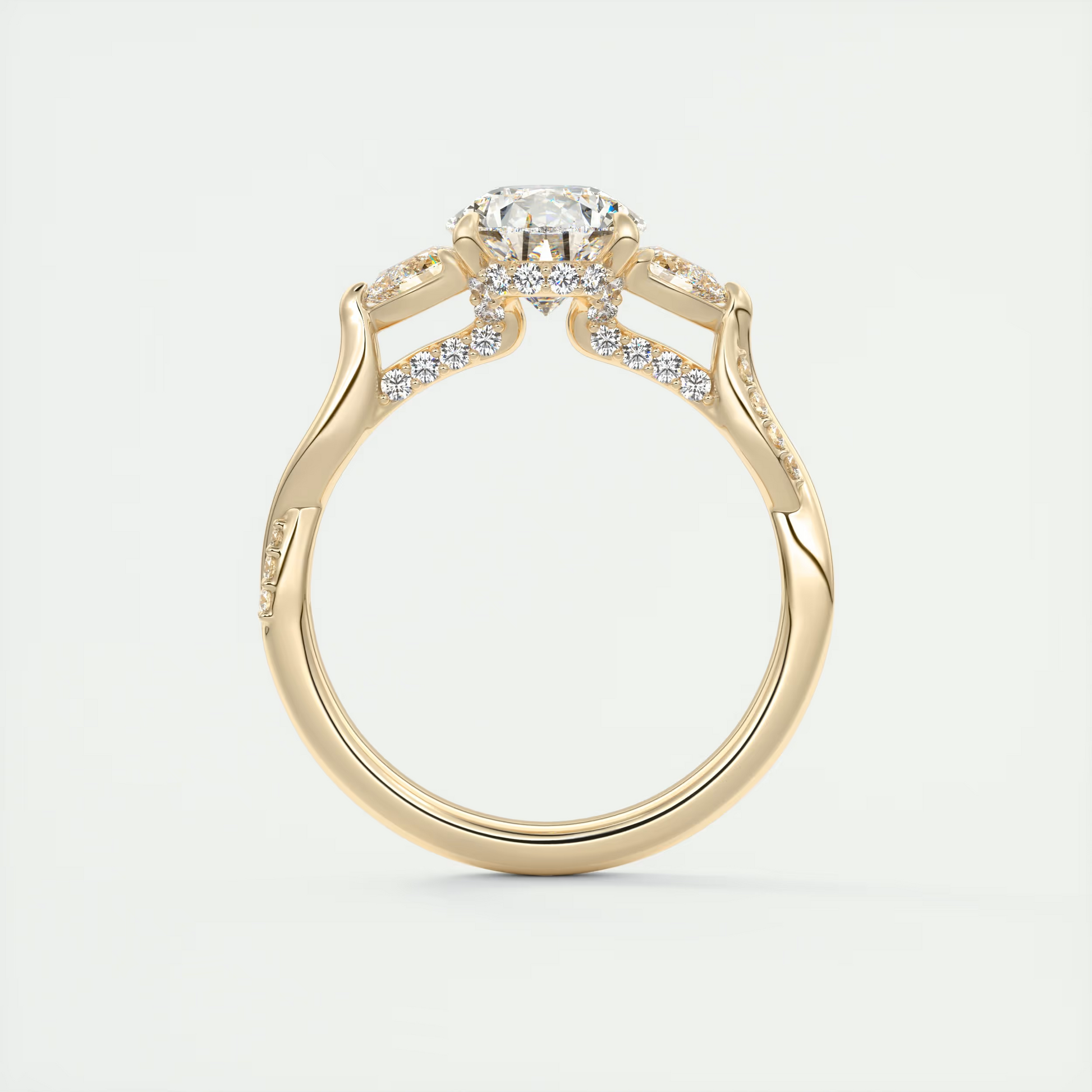 2 Carat Twisted Pavé Pear Solitaire