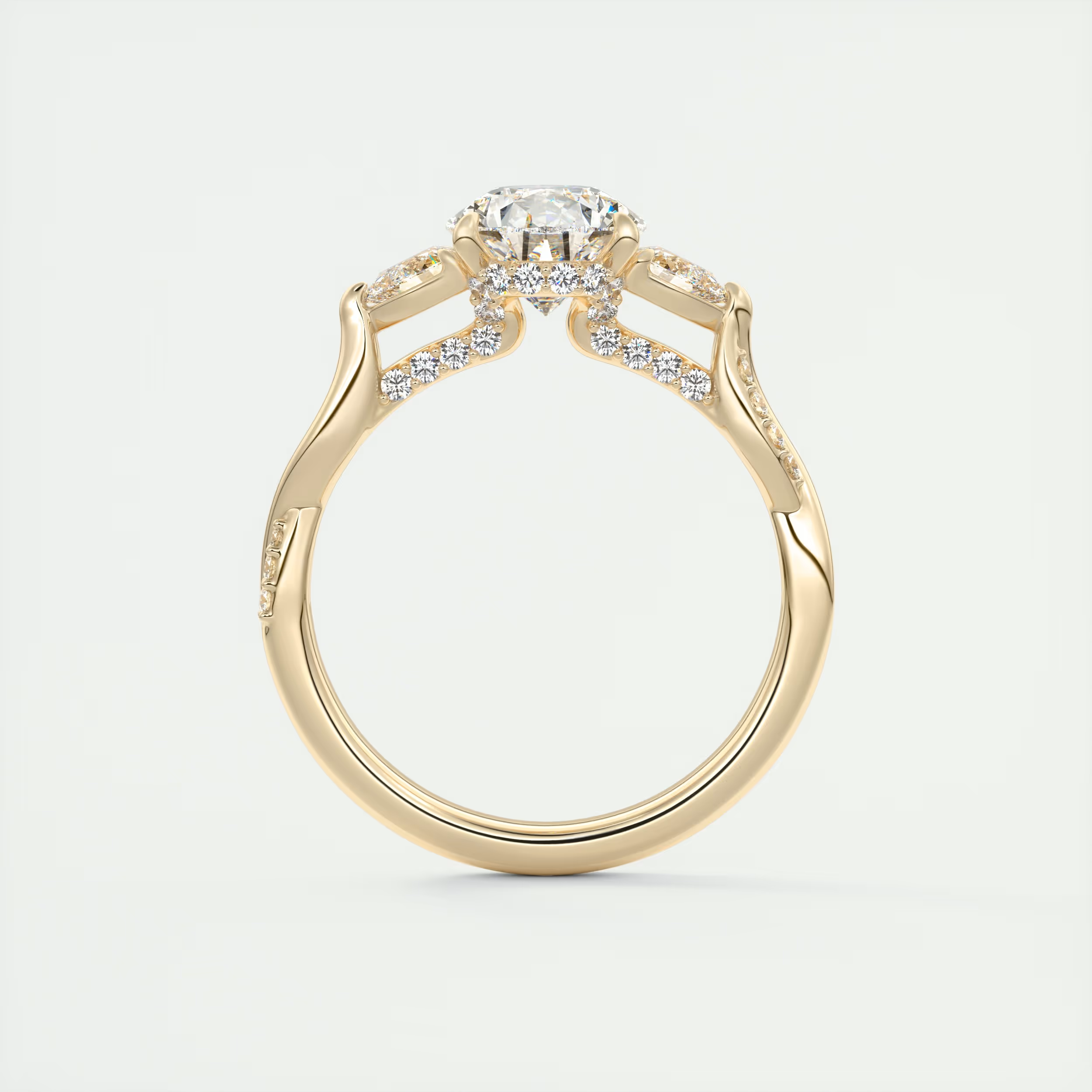 2 Carat Twisted Pavé Pear Solitaire