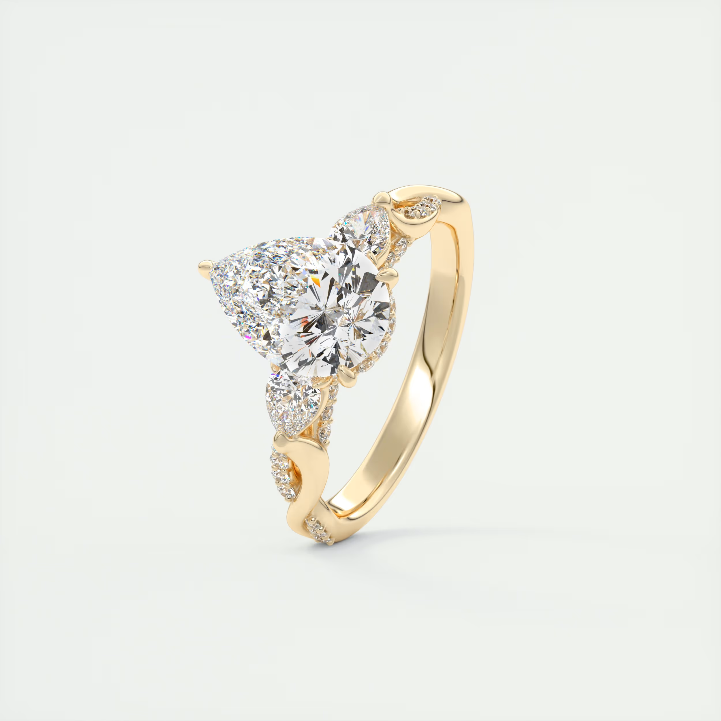 2 Carat Twisted Pavé Pear Solitaire