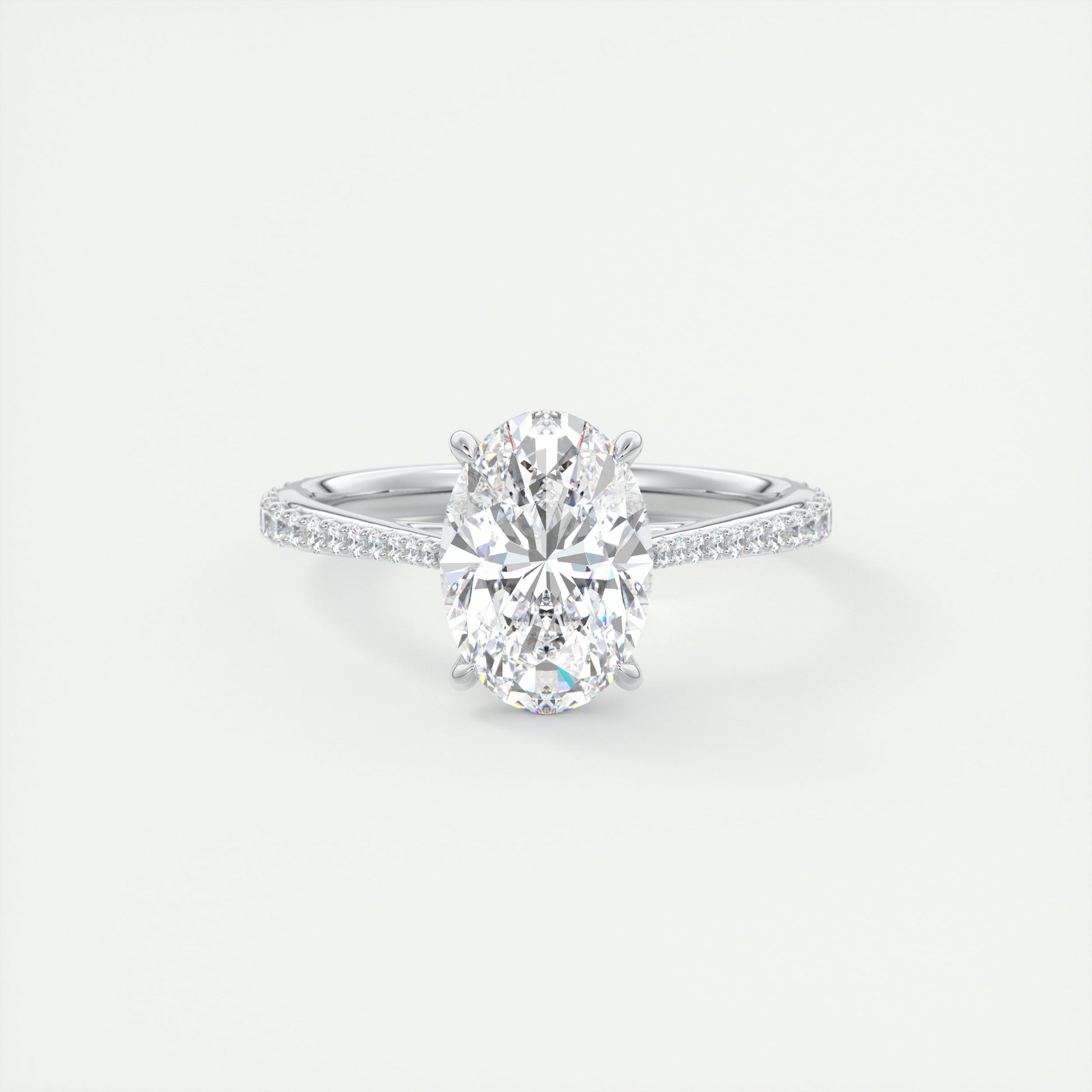 2carat oval Solitaire Cathedral Pavé Setting
