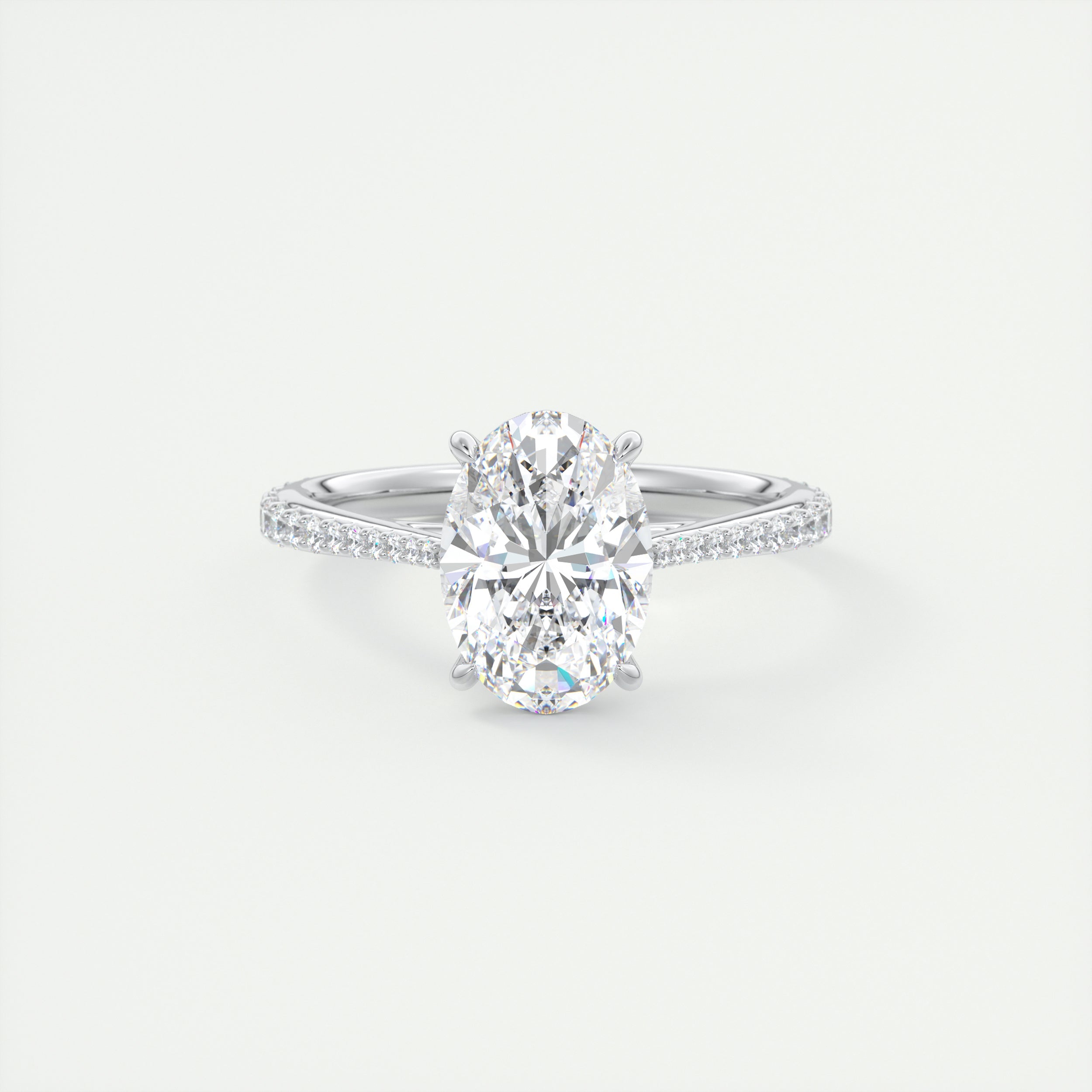 2carat oval Solitaire Cathedral Pavé Setting