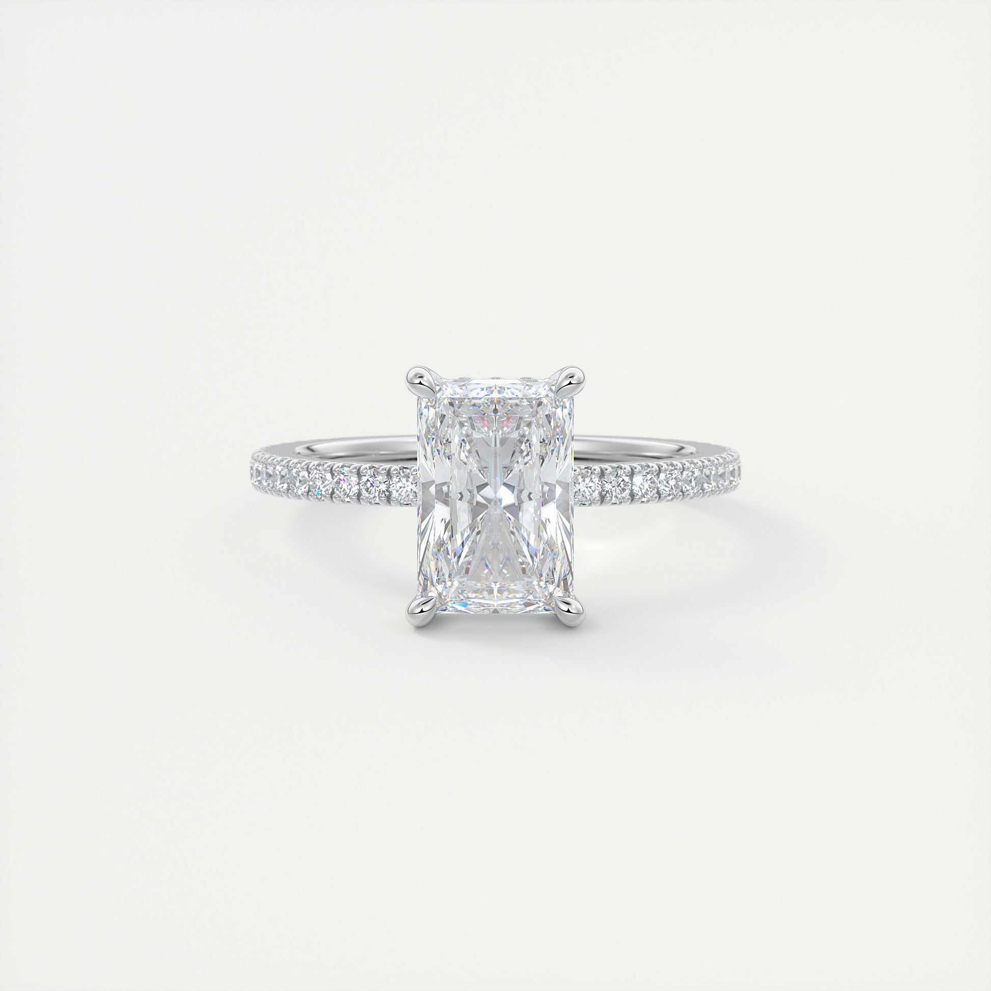 Bold 2 Carat Radiant Hidden Halo Pavé Setting