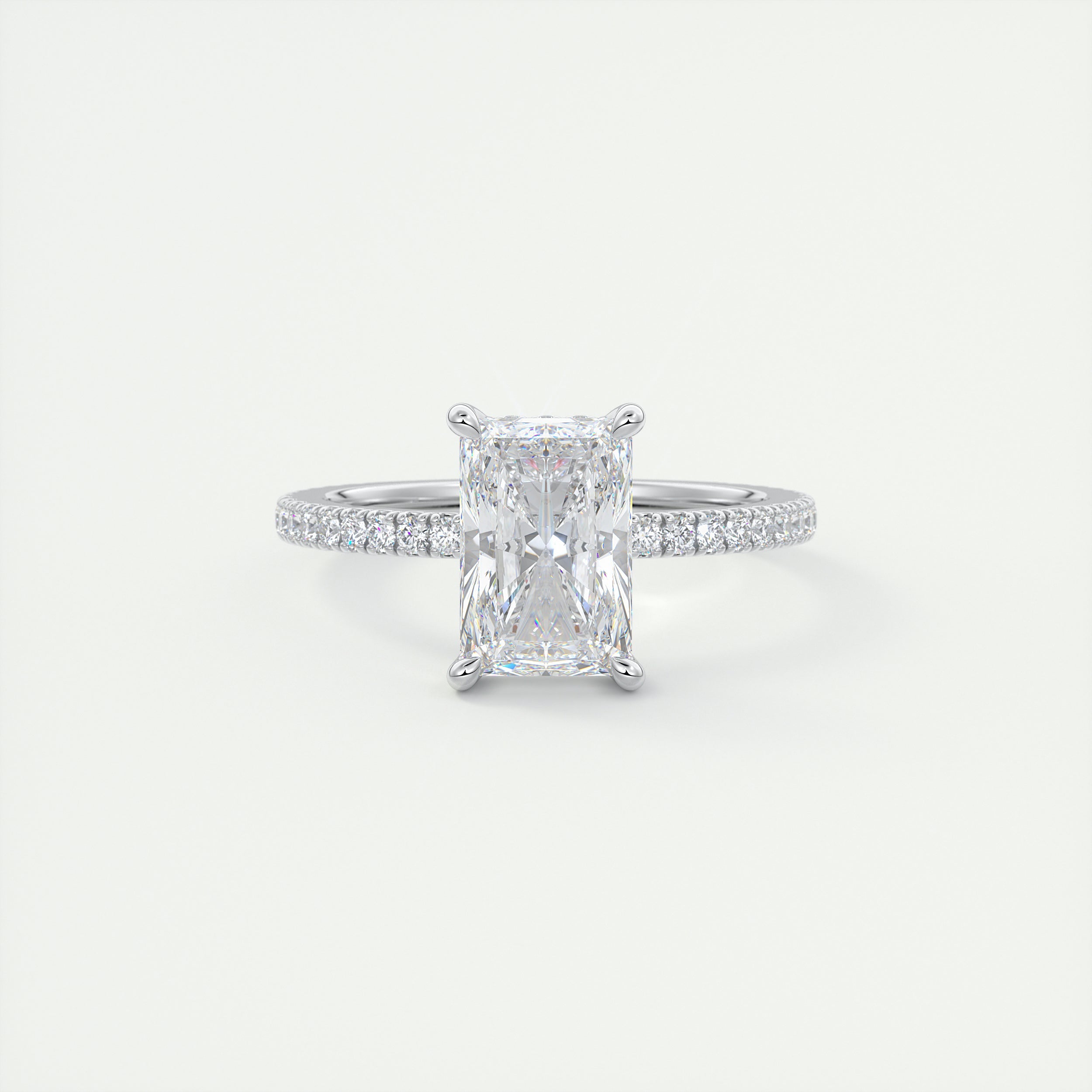 Bold 2 Carat Radiant Hidden Halo Pavé Setting
