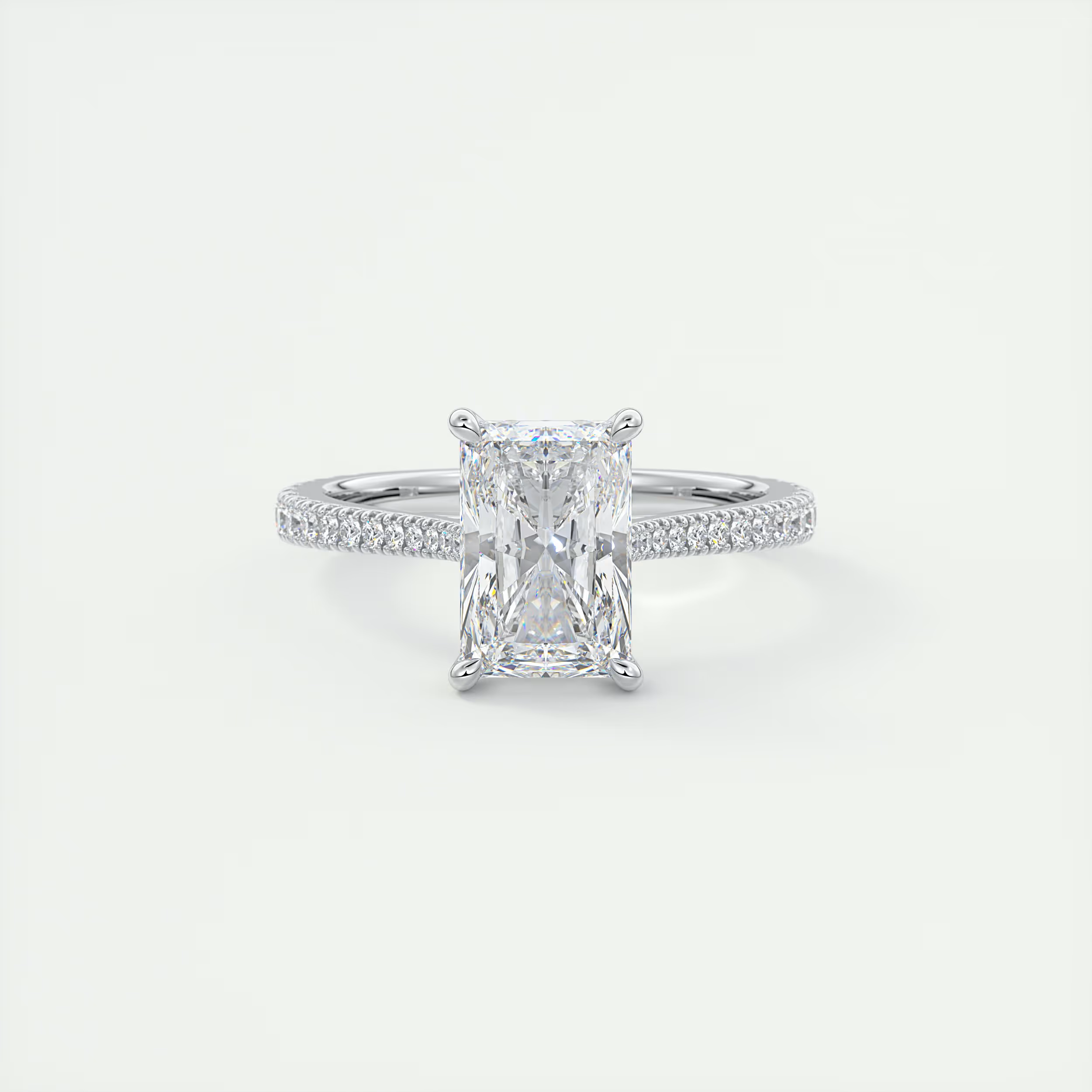 Angle 2 Carat Radiant Hidden Halo Cathedral Setting