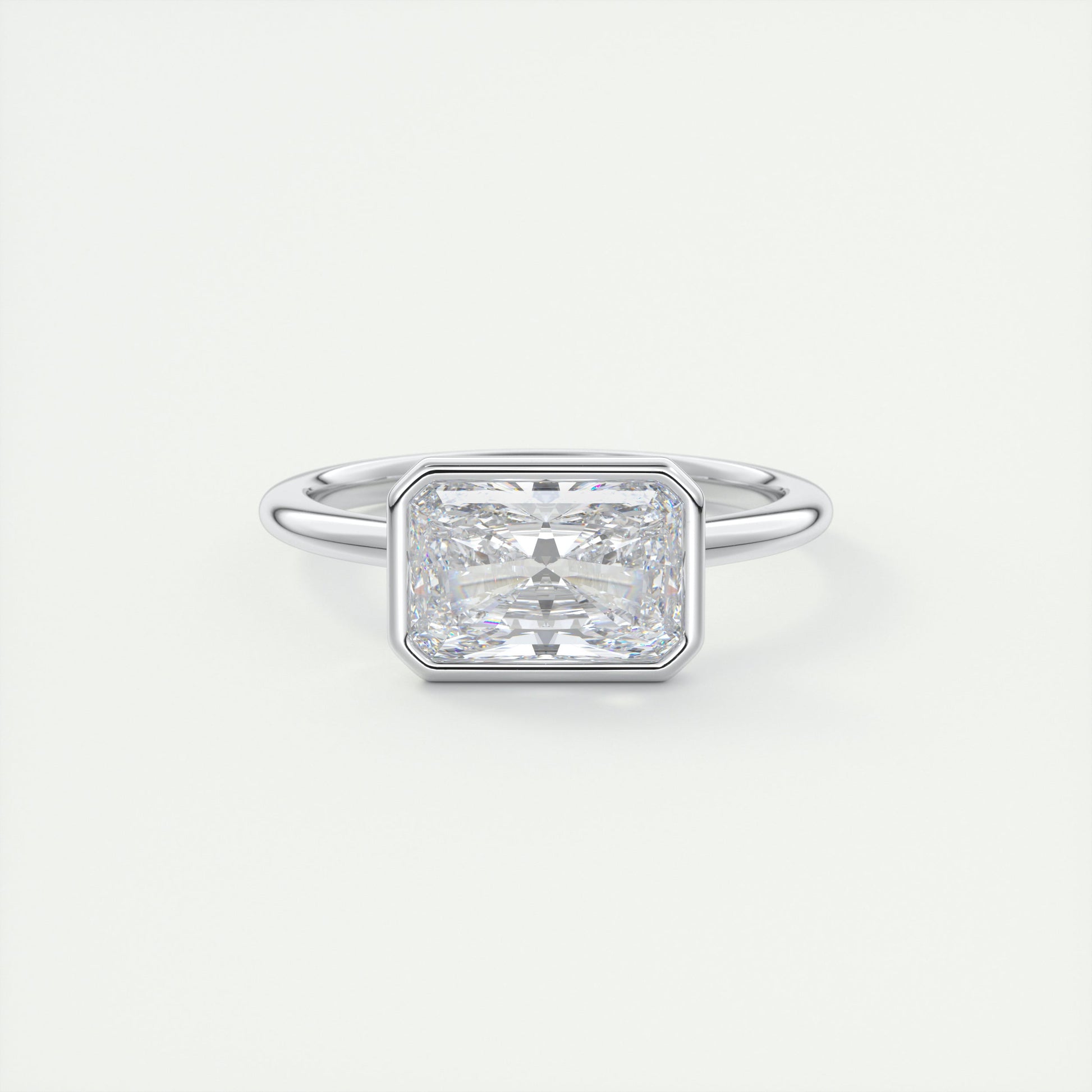 2 ct Radiant East-West Flush Stacking Bezel Solitaire