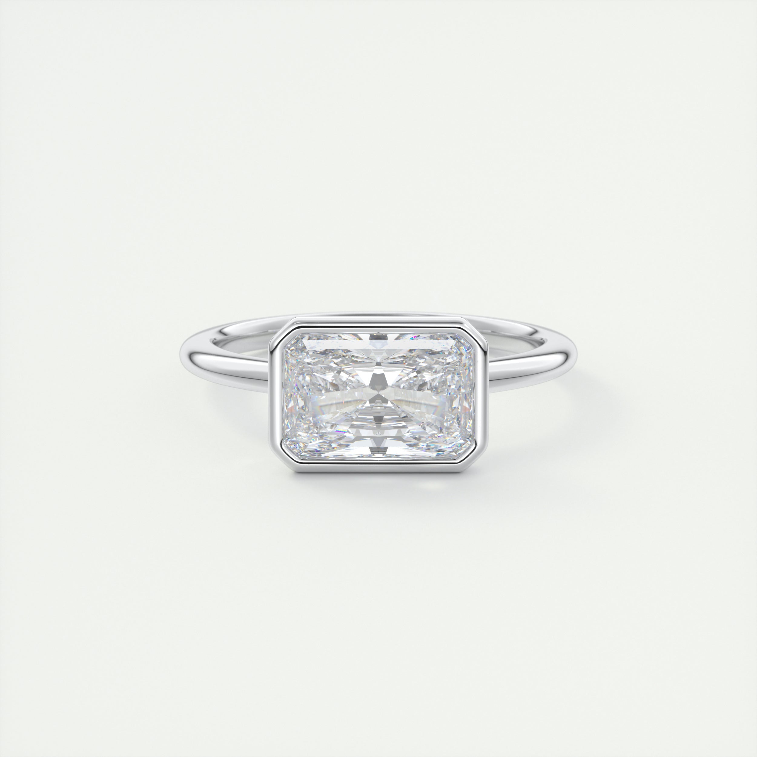 2 ct Radiant East-West Flush Stacking Bezel Solitaire