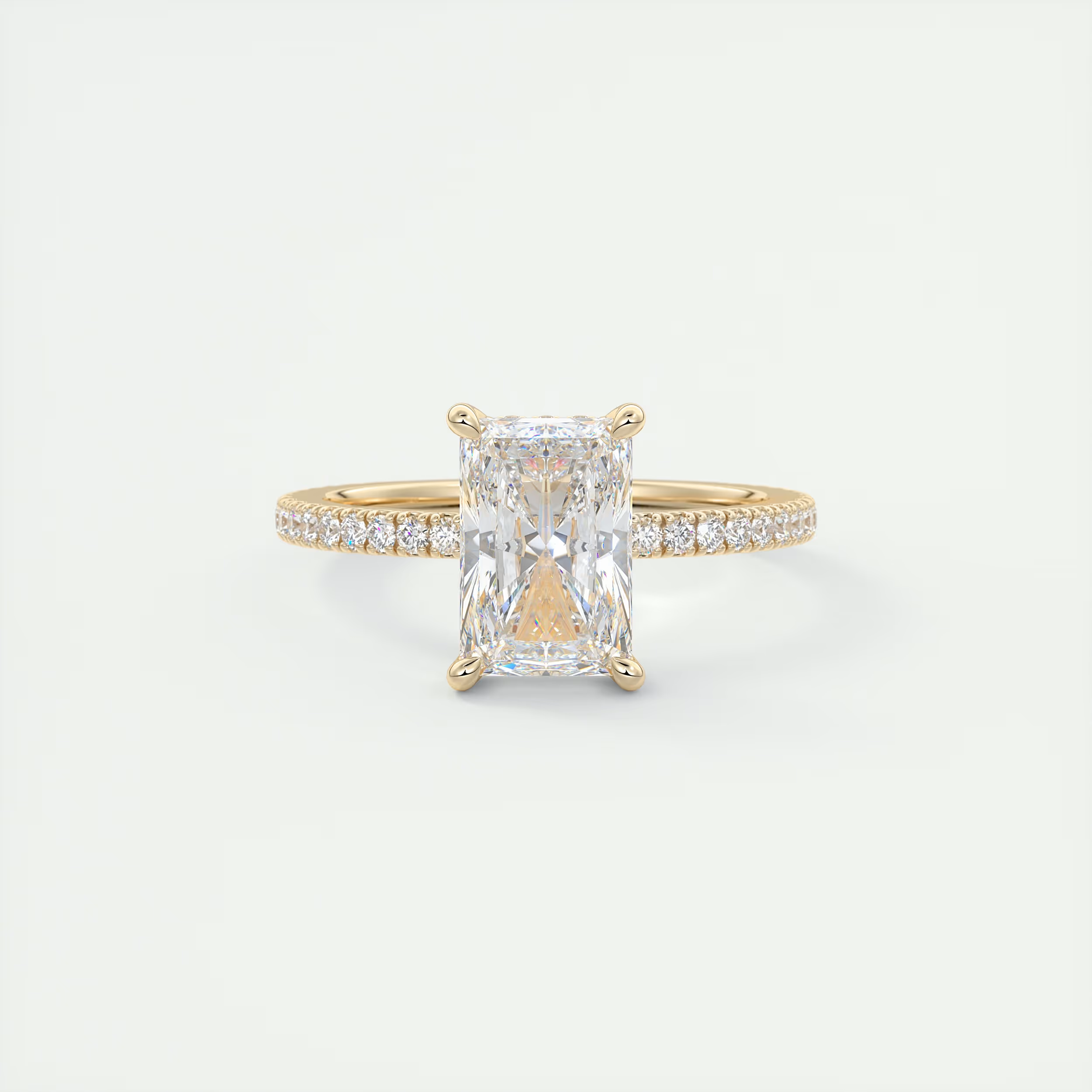 Bold 2 Carat Radiant Hidden Halo Pavé Setting