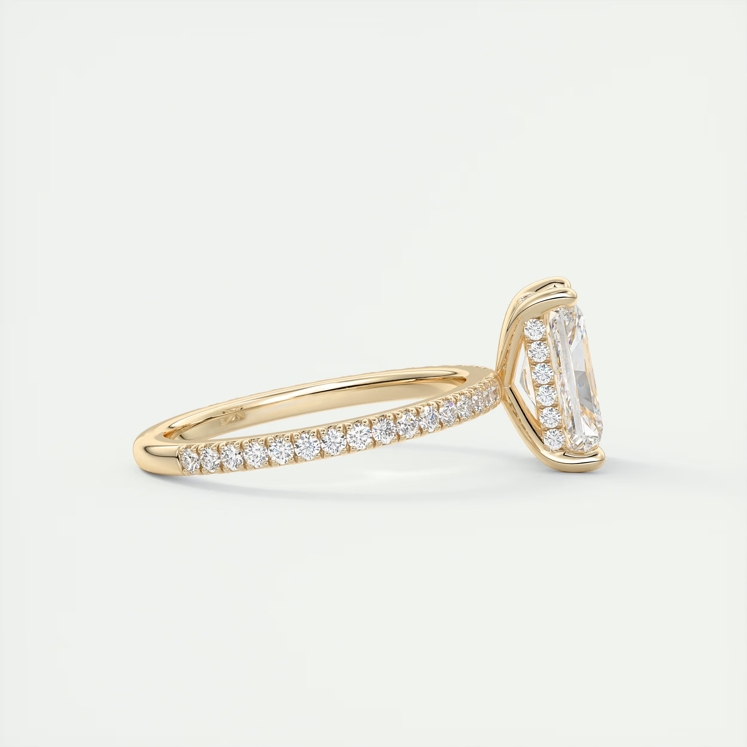 Bold 2 Carat Radiant Hidden Halo Pavé Setting