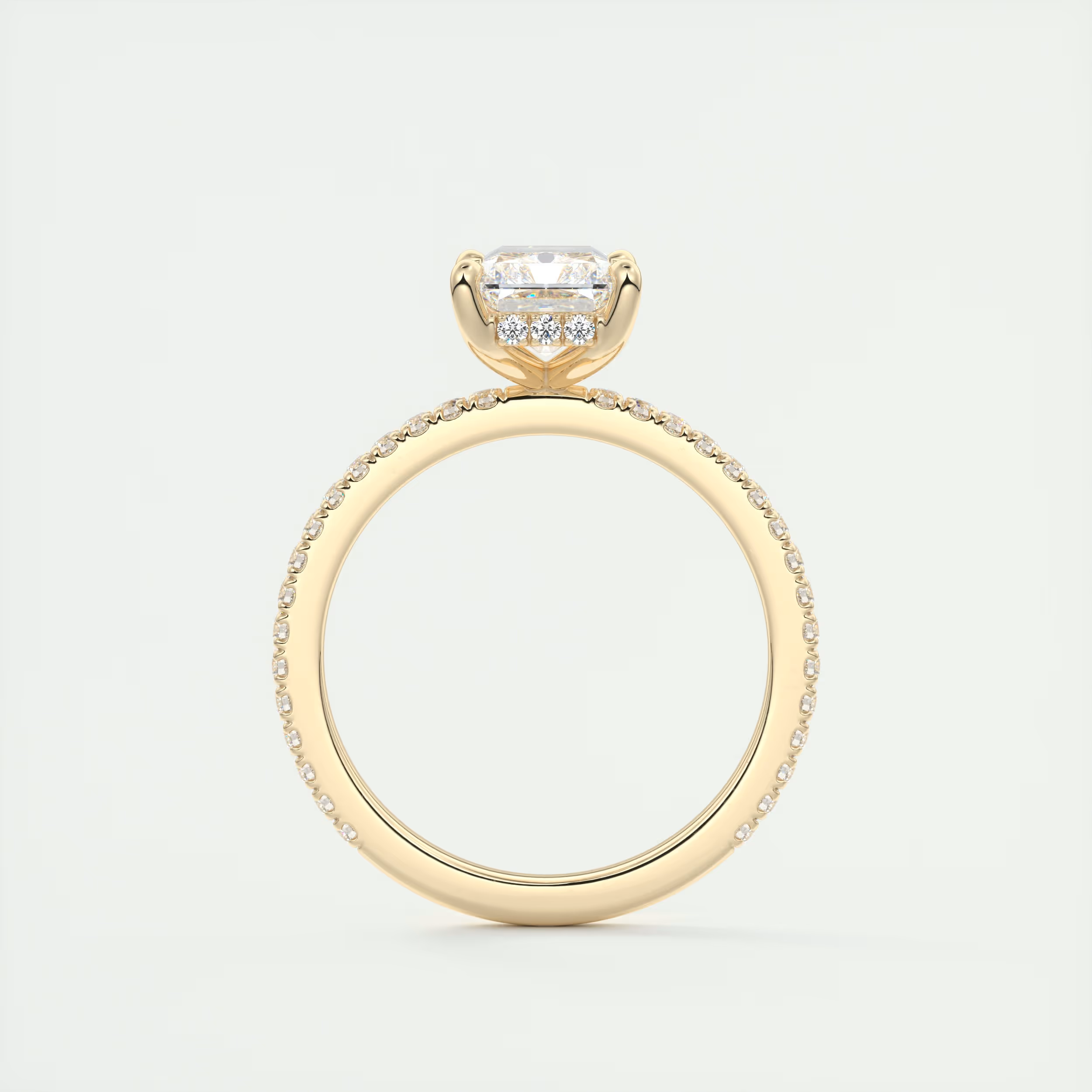 Bold 2 Carat Radiant Hidden Halo Pavé Setting