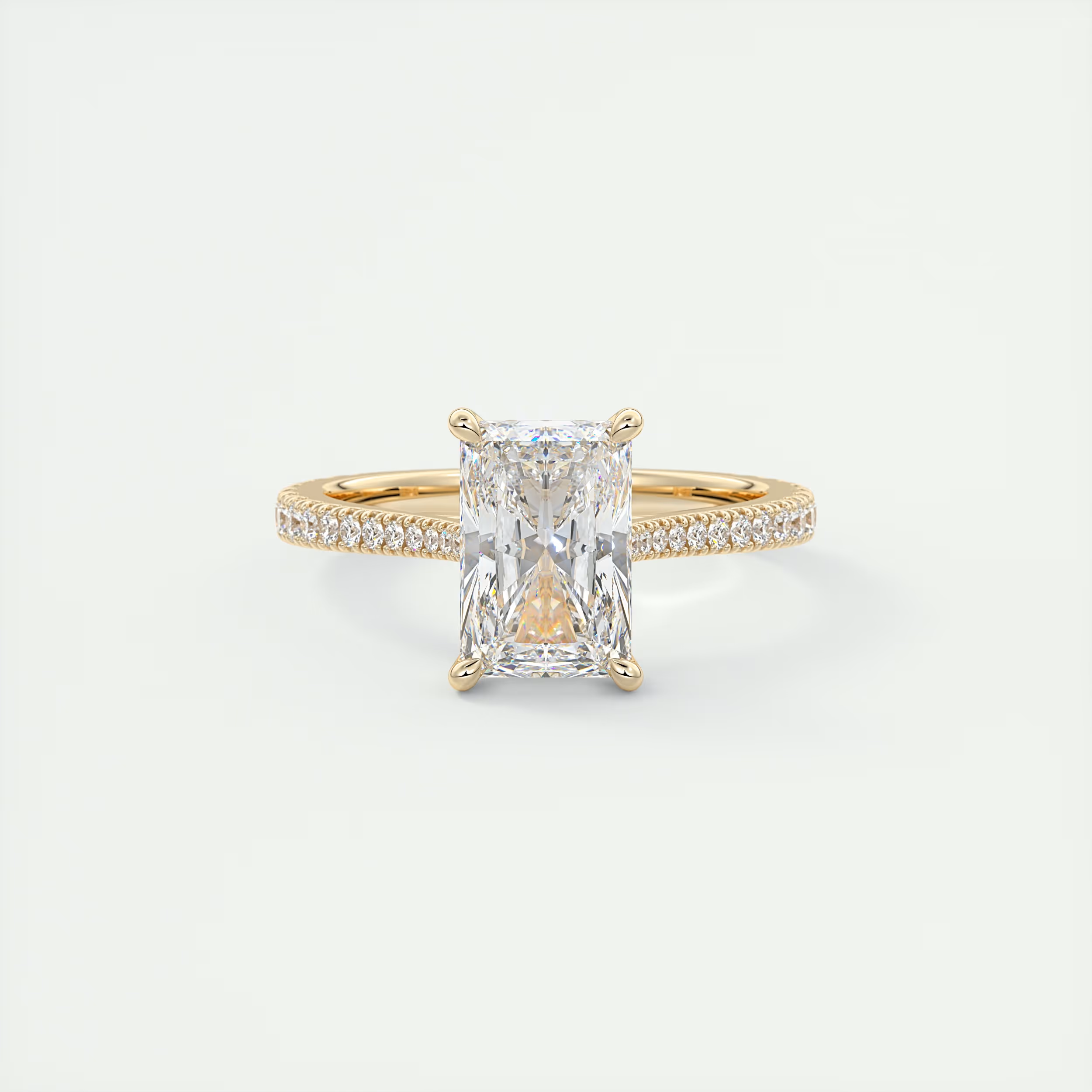 Angle 2 Carat Radiant Hidden Halo Cathedral Setting